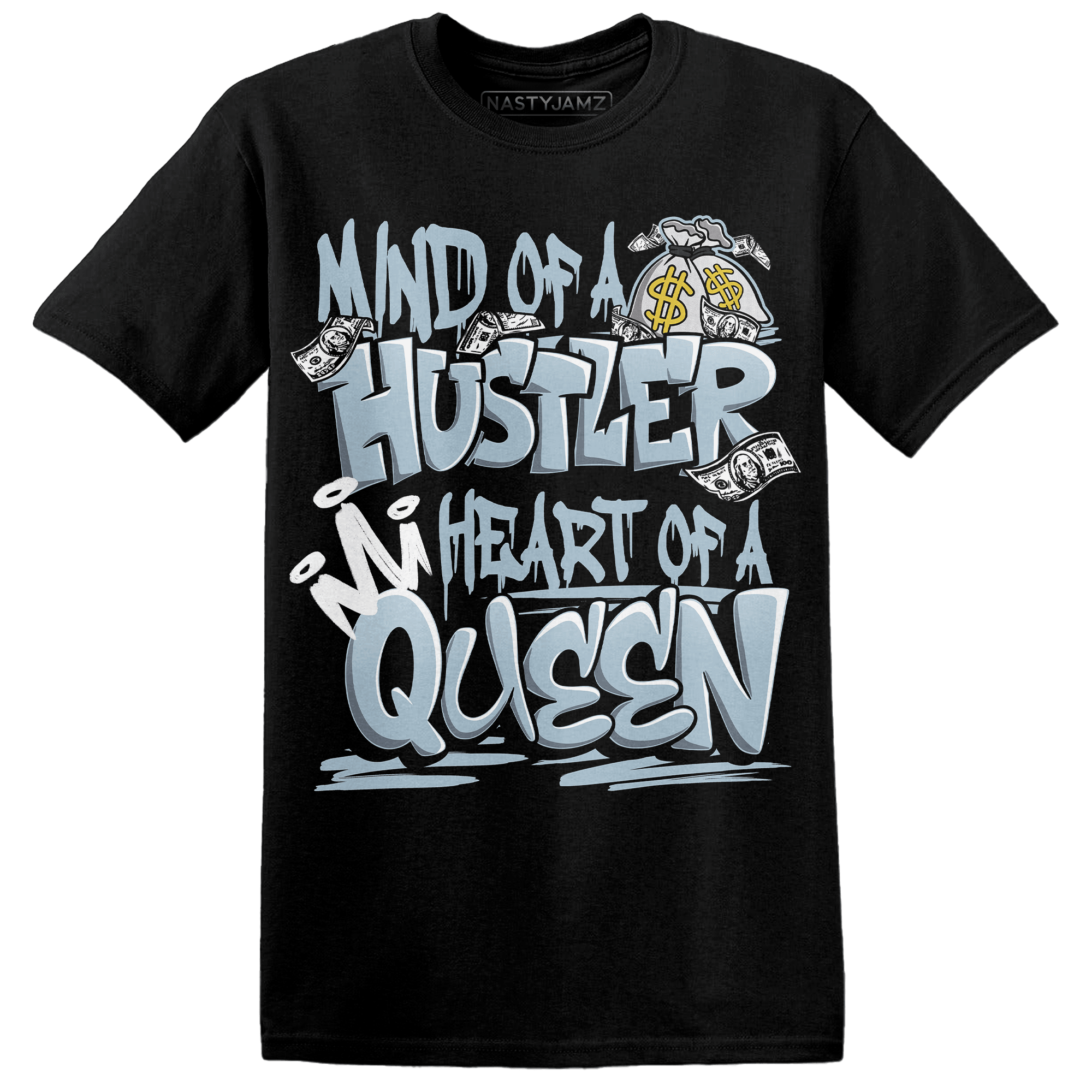 Blue Grey 13s T Shirt Match Hustler Heart Queen - NastyJamz