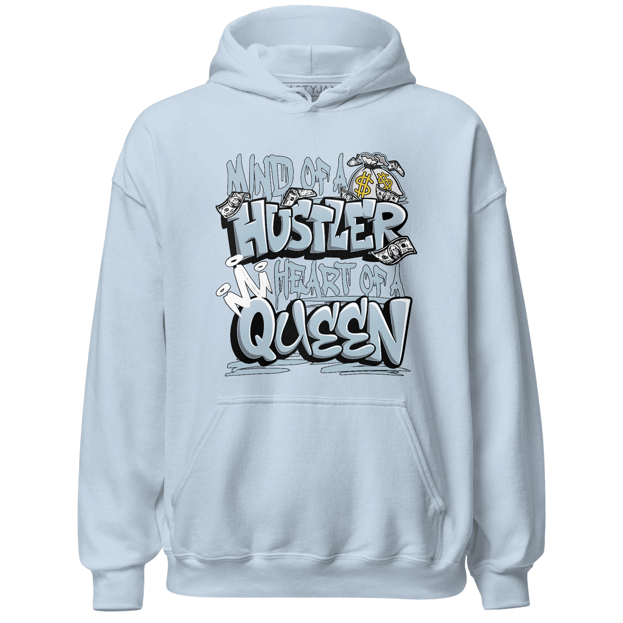Blue Grey 13s Hoodie Match Hustler Heart Queen - NastyJamz
