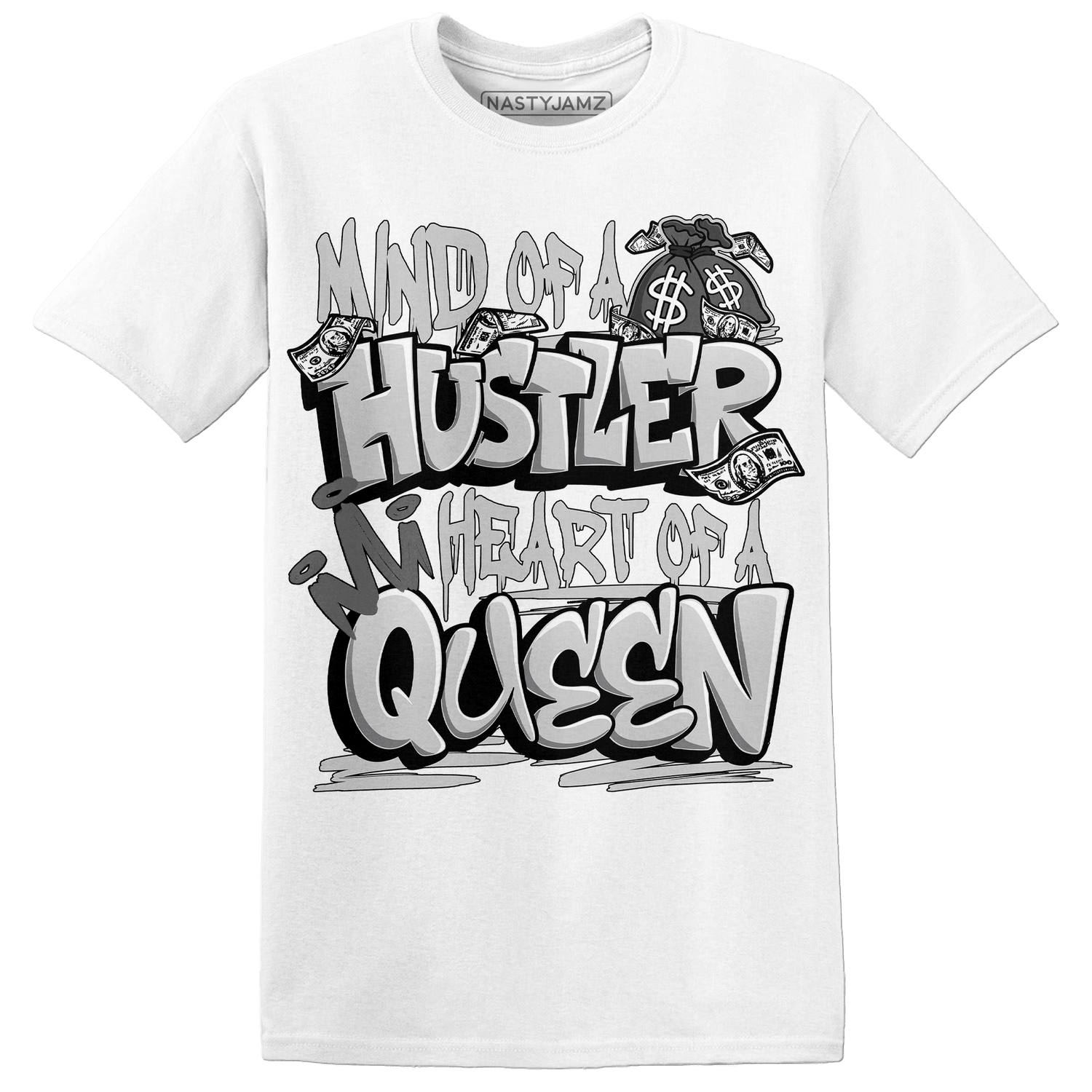Retro High OG Black White 1s T Shirt Match Hustler Heart Queen - NastyJamz