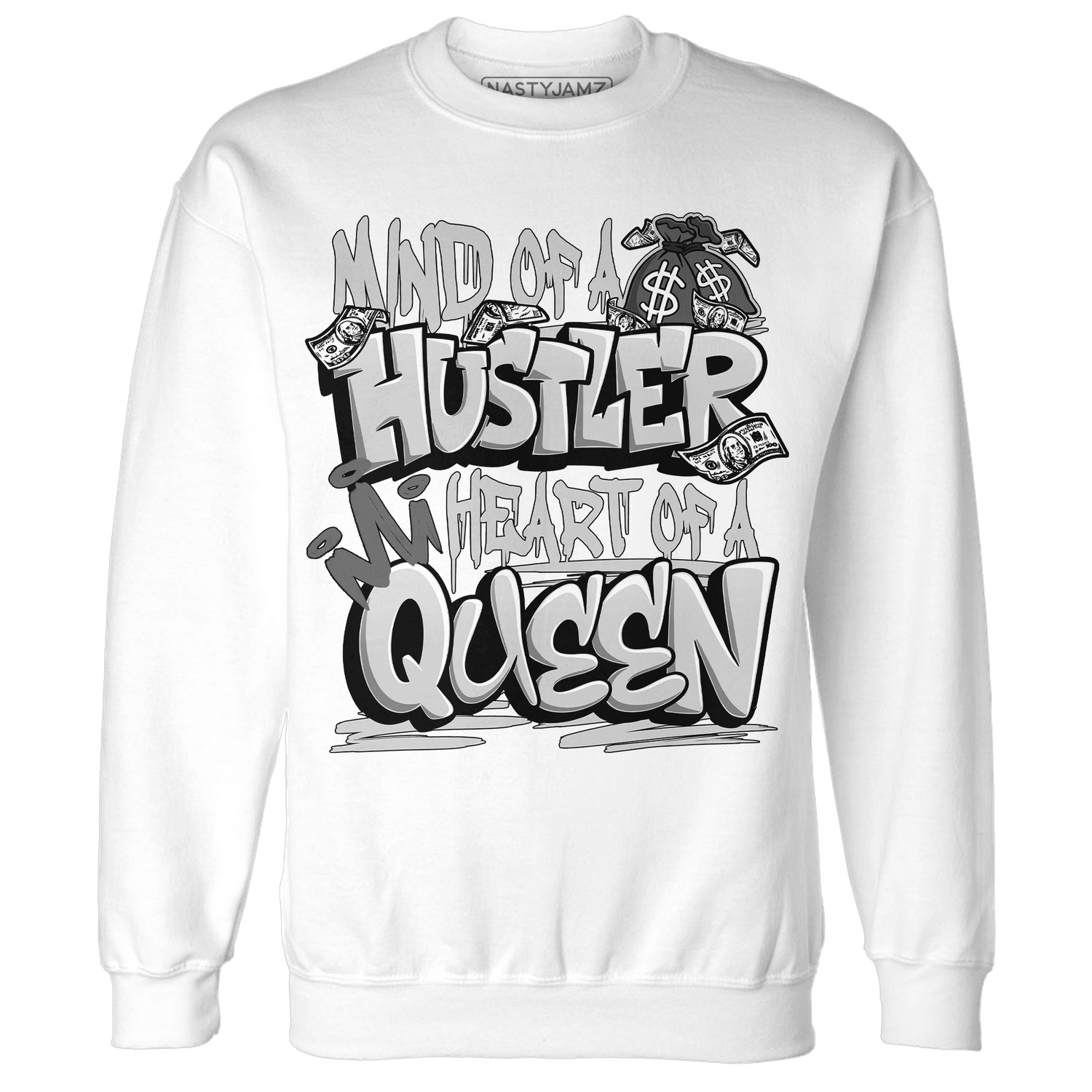 Retro High OG Black White 1s Sweatshirt Match Hustler Heart Queen - NastyJamz