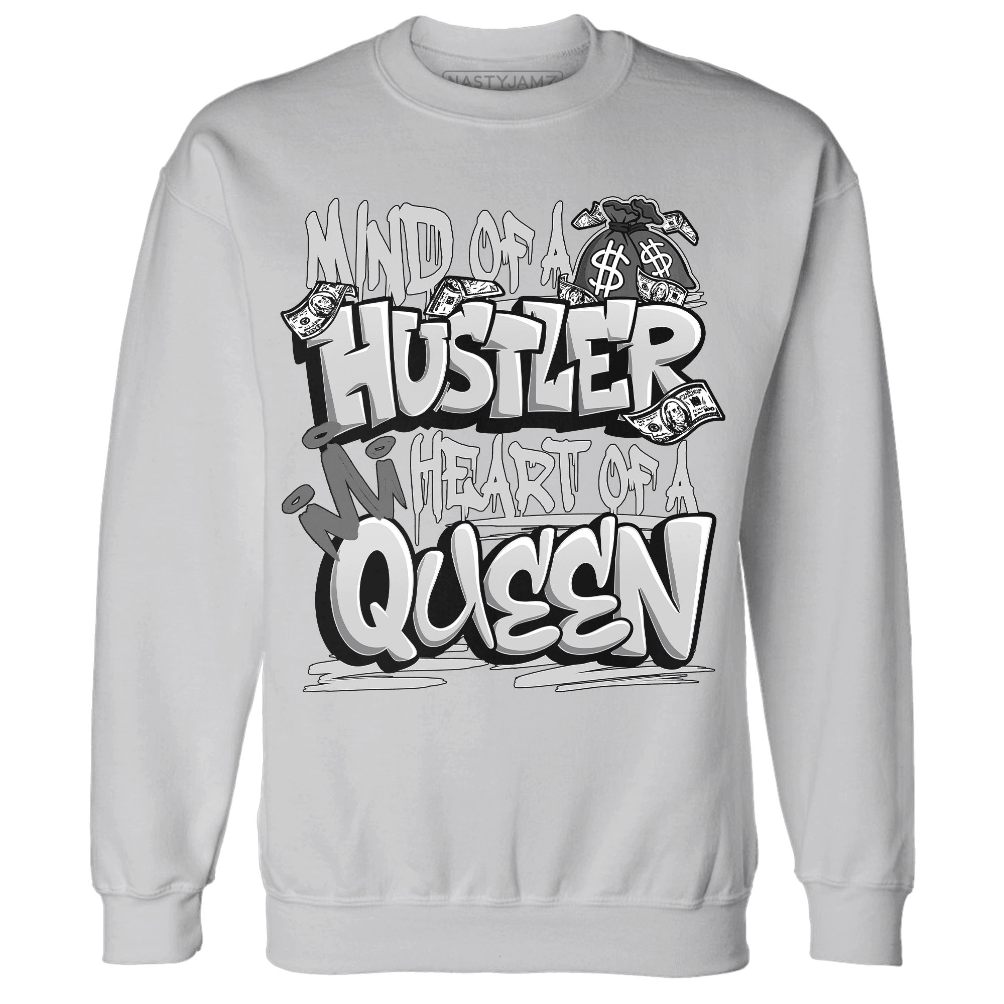 Retro High OG Black White 1s Sweatshirt Match Hustler Heart Queen - NastyJamz