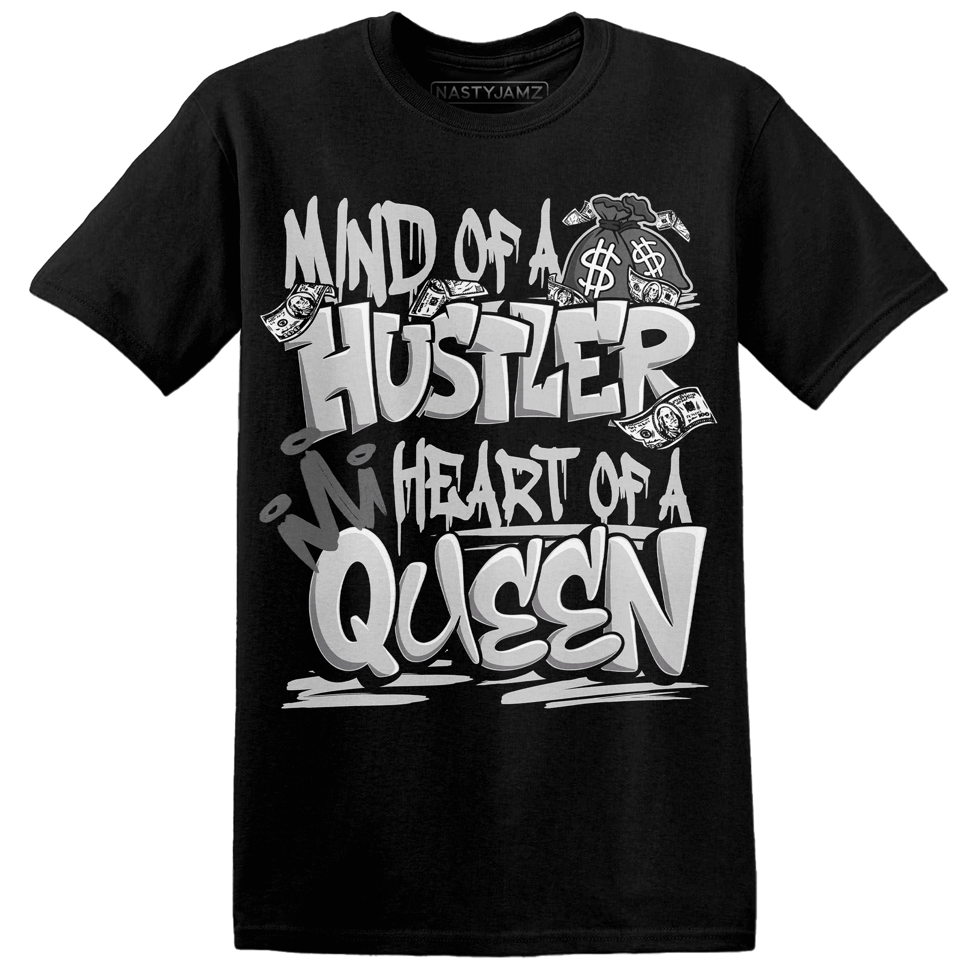 Retro High OG Black White 1s T Shirt Match Hustler Heart Queen - NastyJamz