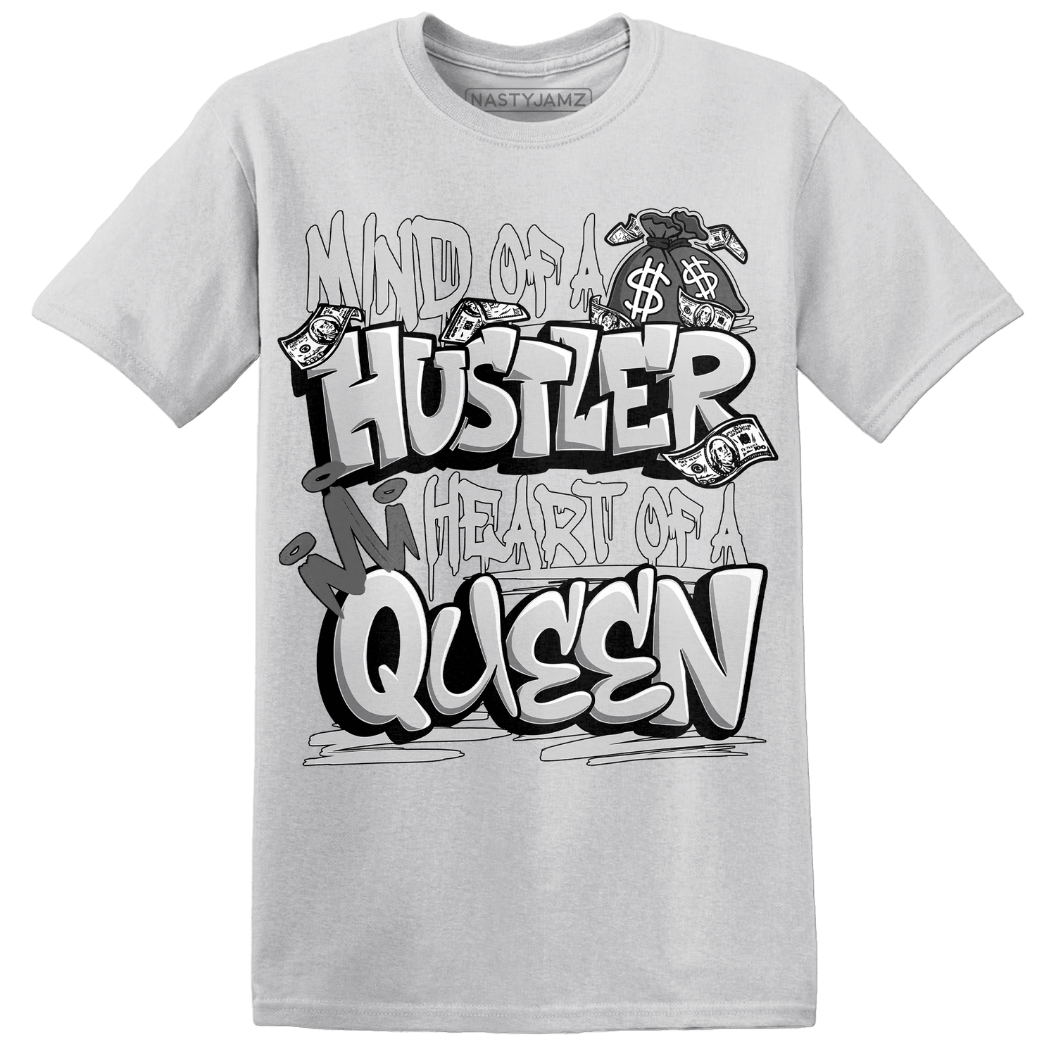 Retro High OG Black White 1s T Shirt Match Hustler Heart Queen - NastyJamz