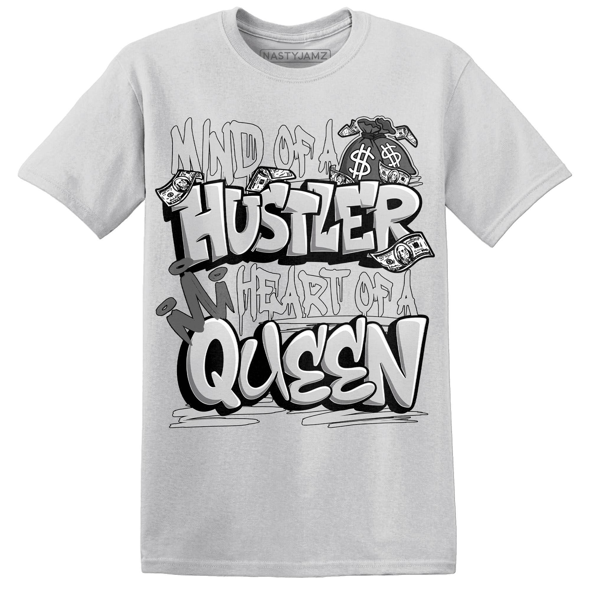 Retro High OG Black White 1s T Shirt Match Hustler Heart Queen - NastyJamz