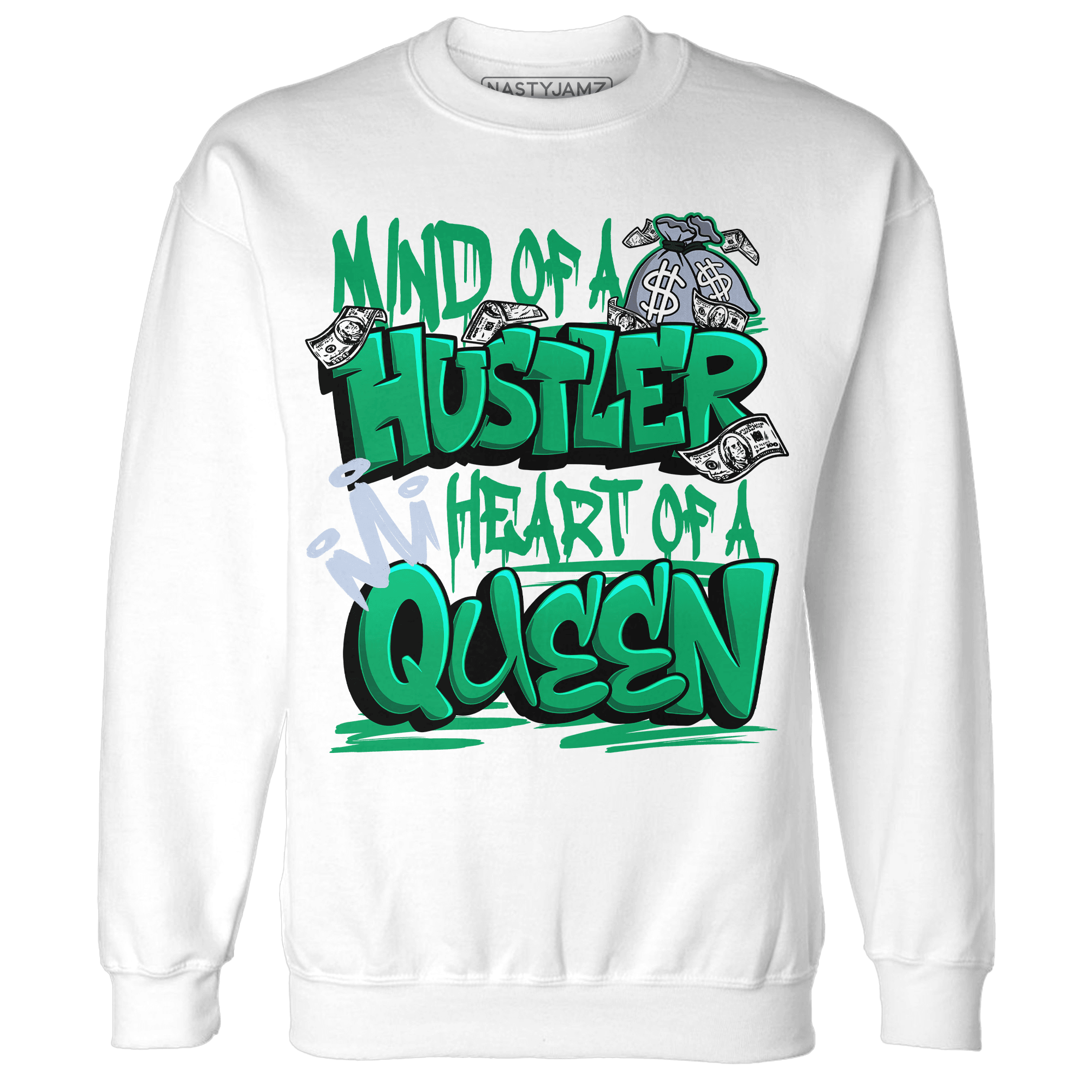 Lucky Green 5s Sweatshirt Match Hustler Heart Queen - NastyJamz