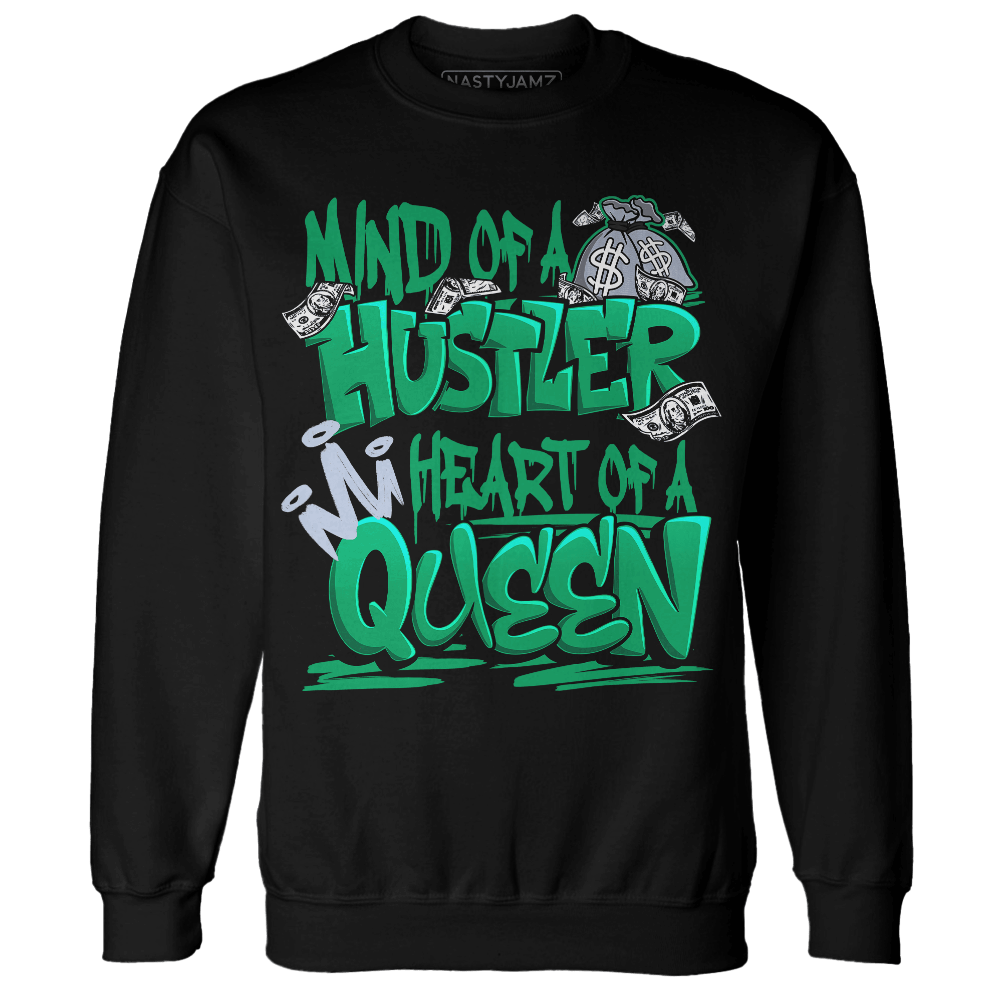 Lucky Green 5s Sweatshirt Match Hustler Heart Queen - NastyJamz