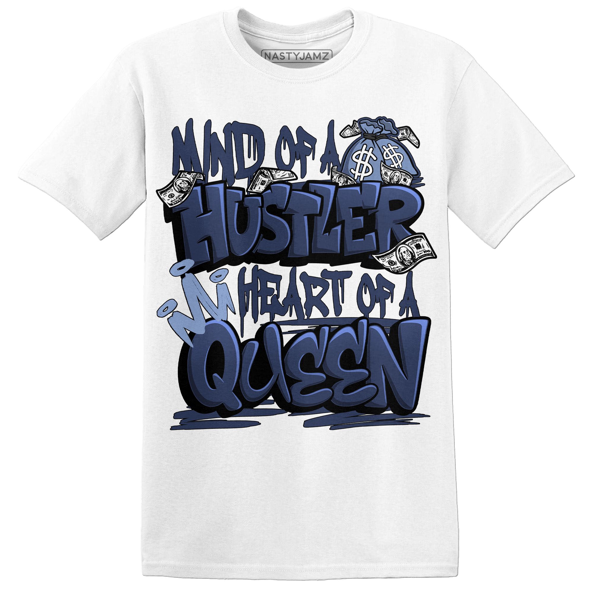 Midnight Navy 5s T Shirt Match Hustler Heart Queen - NastyJamz
