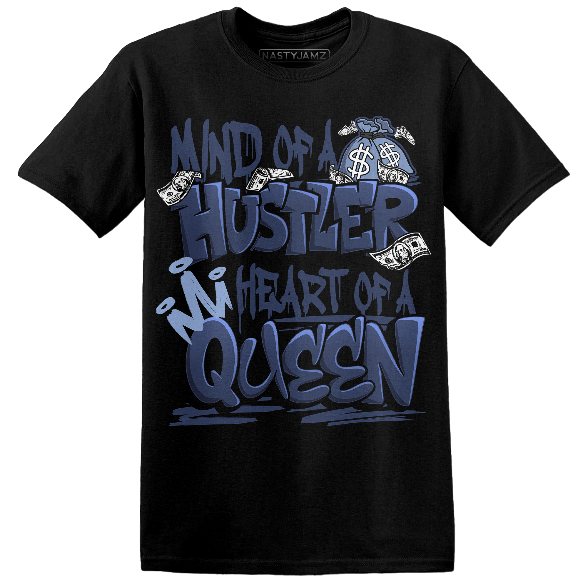 Midnight Navy 5s T Shirt Match Hustler Heart Queen - NastyJamz