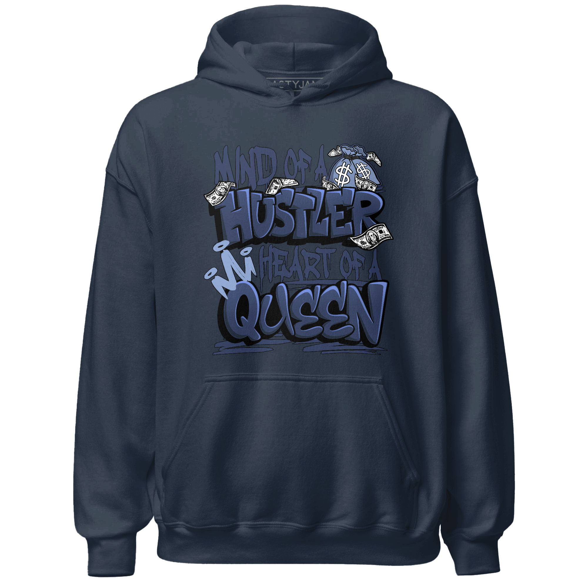Midnight Navy 5s Hoodie Match Hustler Heart Queen - NastyJamz