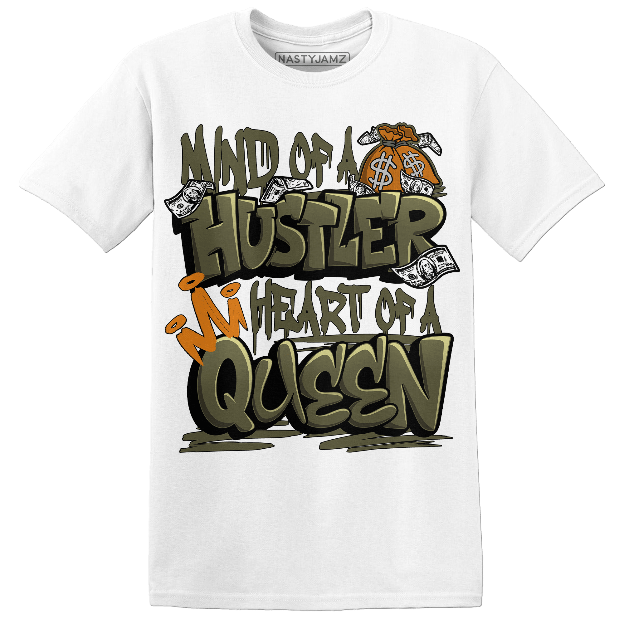 Olive 5s T Shirt Match Hustler Heart Queen - NastyJamz