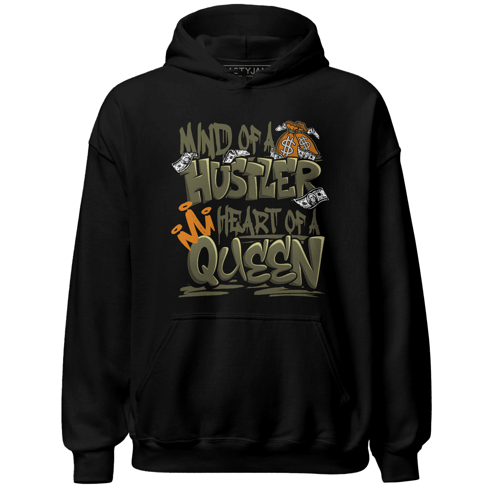 Olive 5s Hoodie Match Hustler Heart Queen - NastyJamz