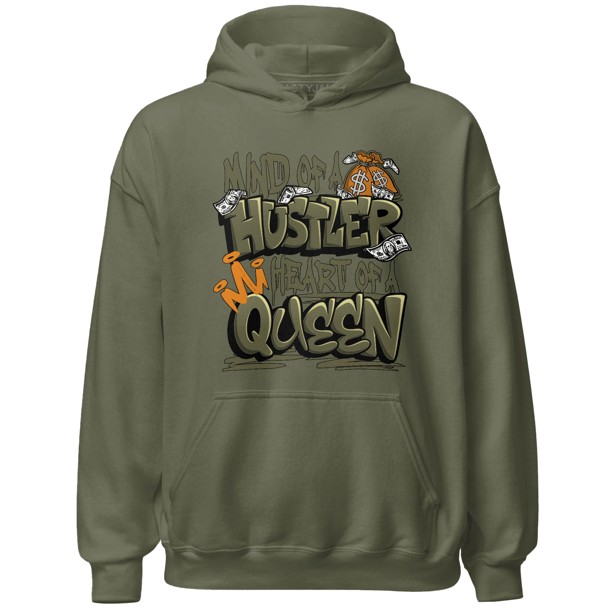 Olive 5s Hoodie Match Hustler Heart Queen - NastyJamz