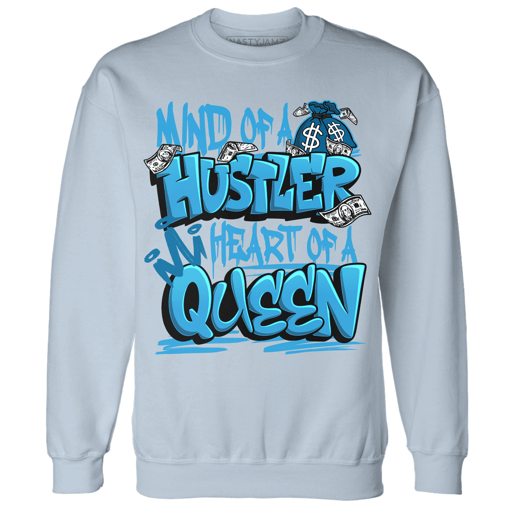 Powder Blue 9s Sweatshirt Match Hustler Heart Queen - NastyJamz