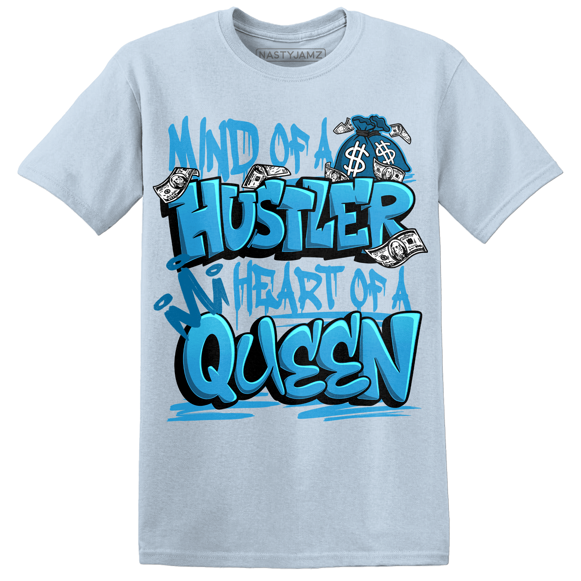 Powder Blue 9s T Shirt Match Hustler Heart Queen - NastyJamz