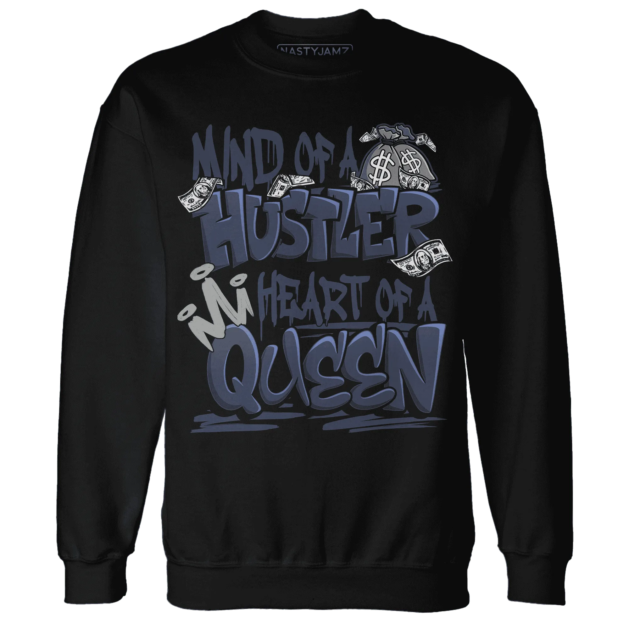 VaporMax-Plus-Midnight-Navy-White-Metallic-Silver-NastyJamz-Sweatshirt-Match-Hustler-Heart-Queen