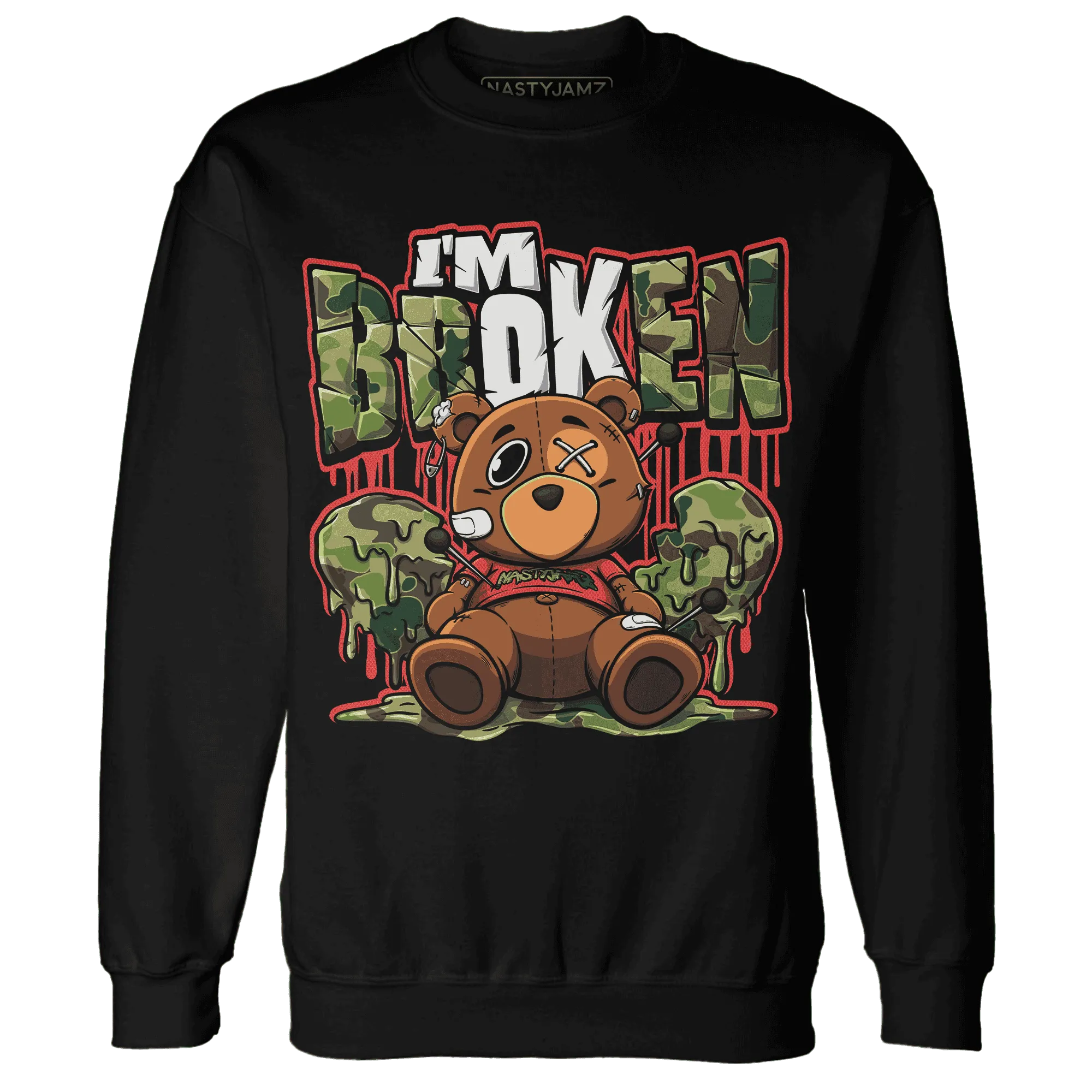 AM-90-Dark-Sage-Solar-Red-NastyJamz-Sweatshirt-Match-Im-Broken-BER
