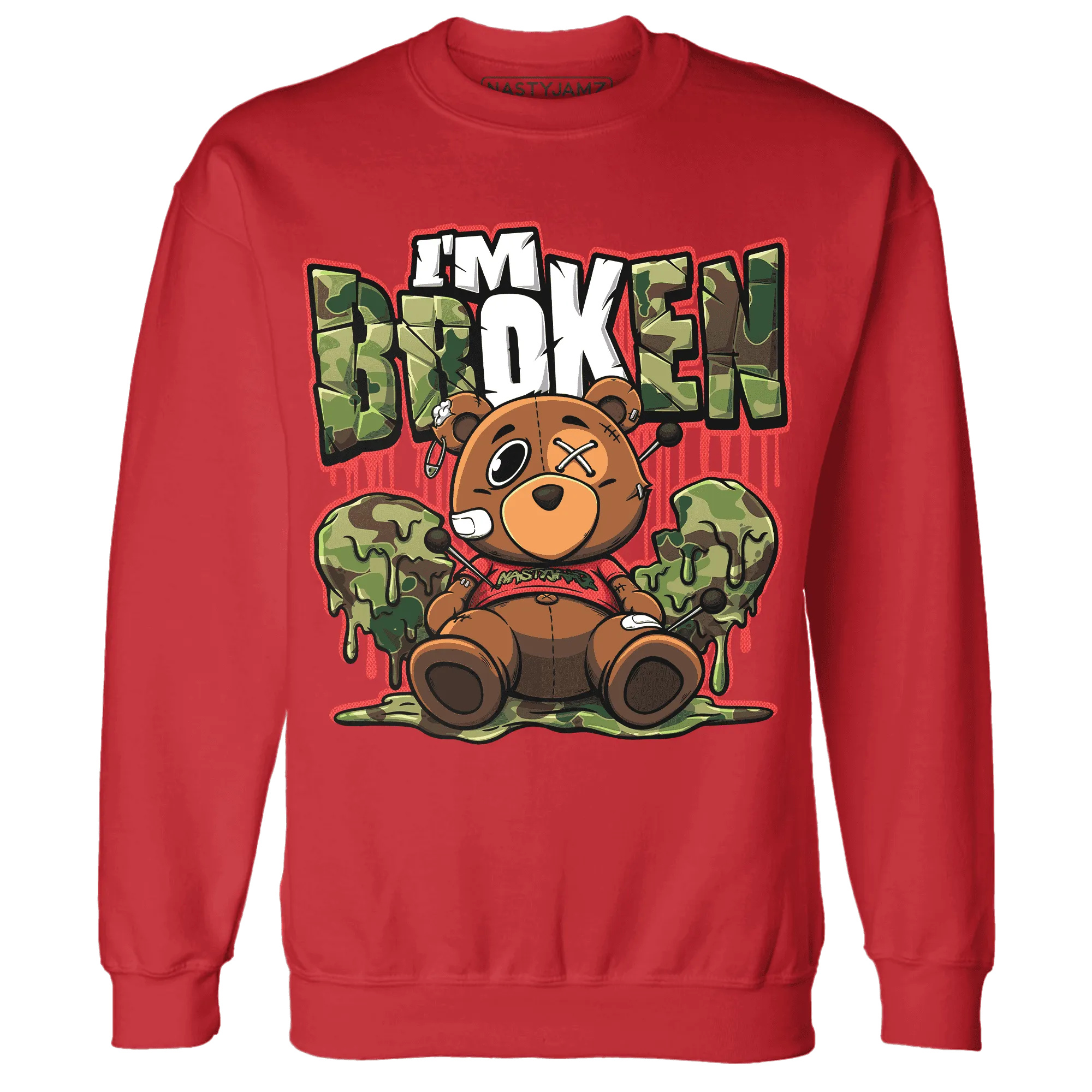 AM-90-Dark-Sage-Solar-Red-NastyJamz-Sweatshirt-Match-Im-Broken-BER