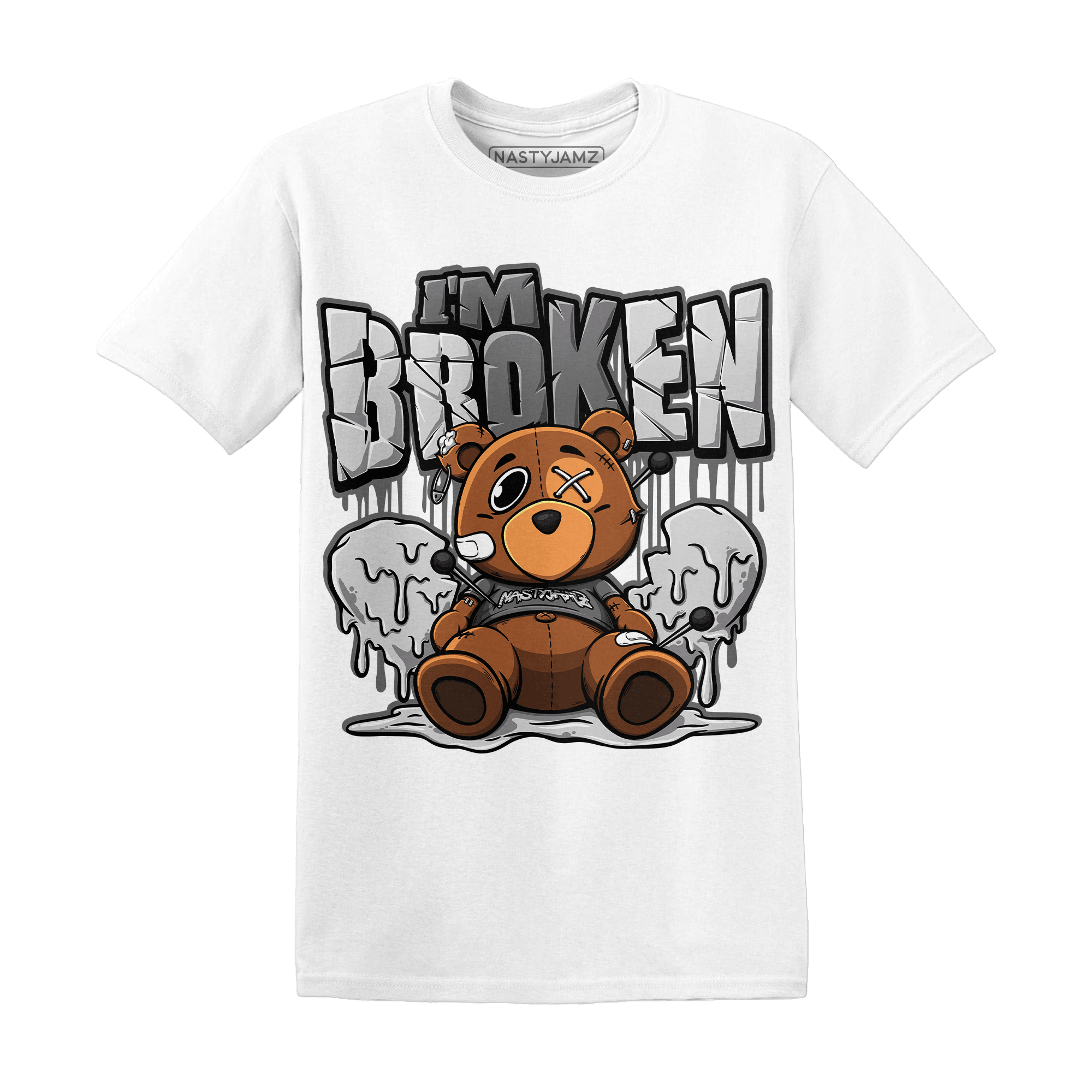 Retro High OG Black White 1s T Shirt Im Broken BER - NastyJamz