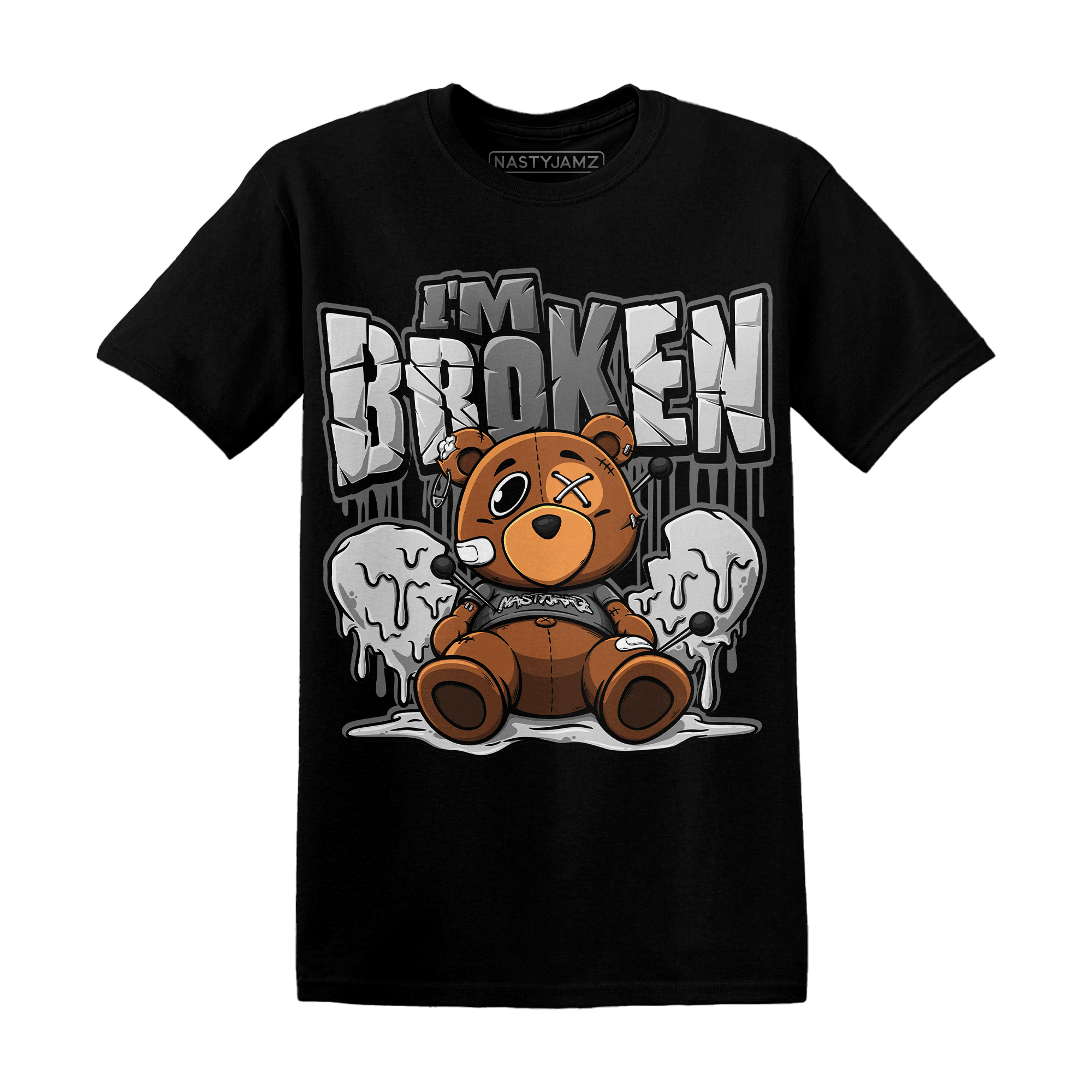 Retro High OG Black White 1s T Shirt Im Broken BER - NastyJamz