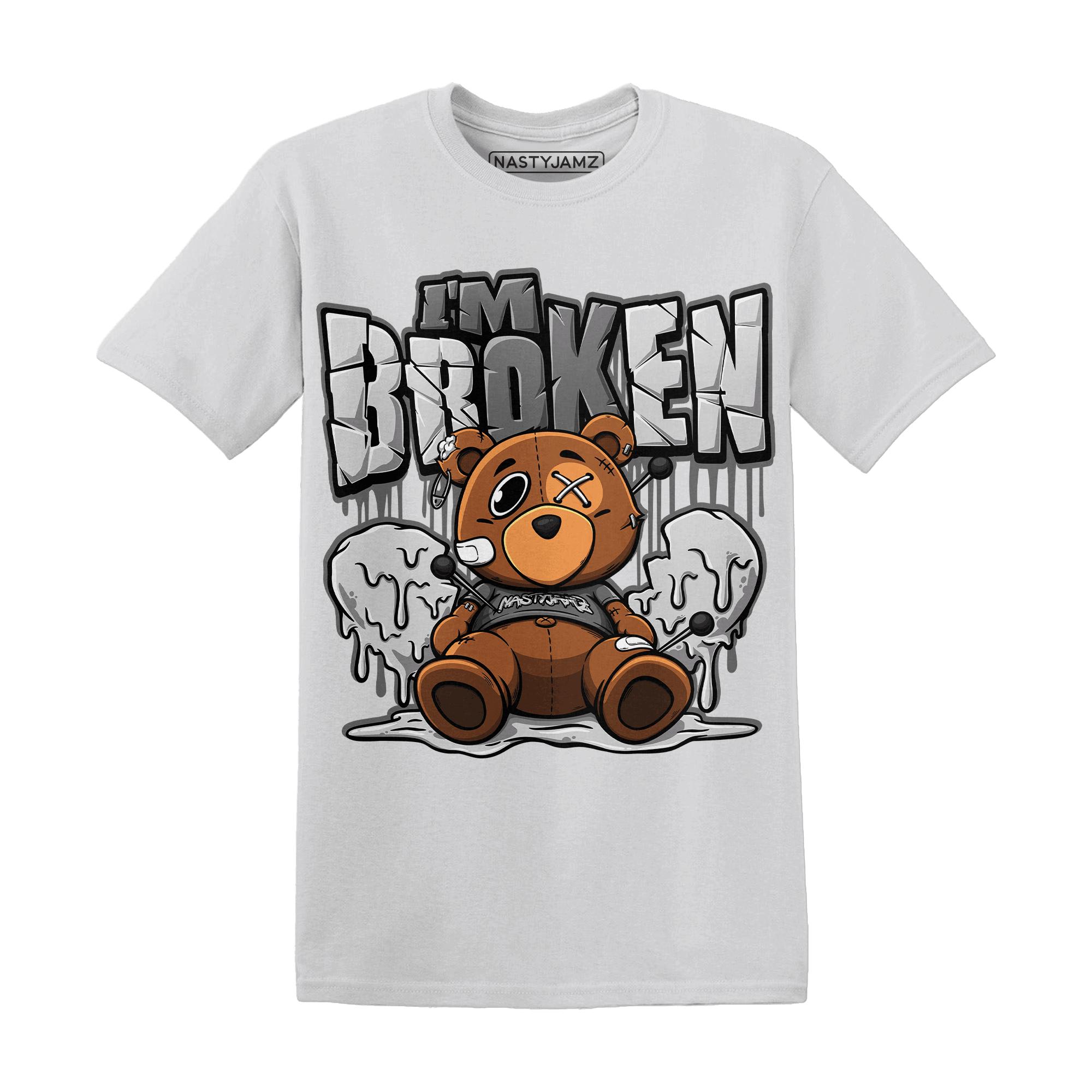 Retro High OG Black White 1s T Shirt Im Broken BER - NastyJamz