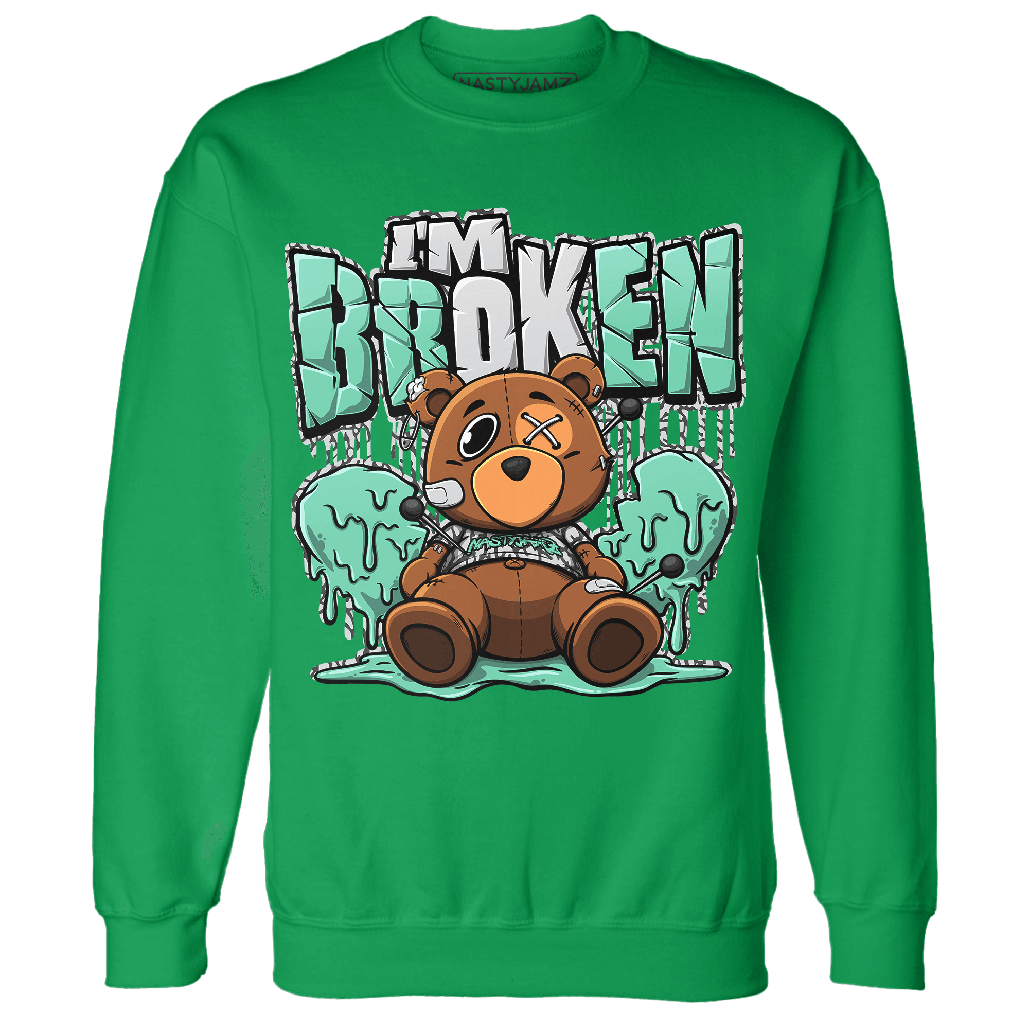 Green Glow 3s Sweatshirt Match Im Broken BER - NastyJamz