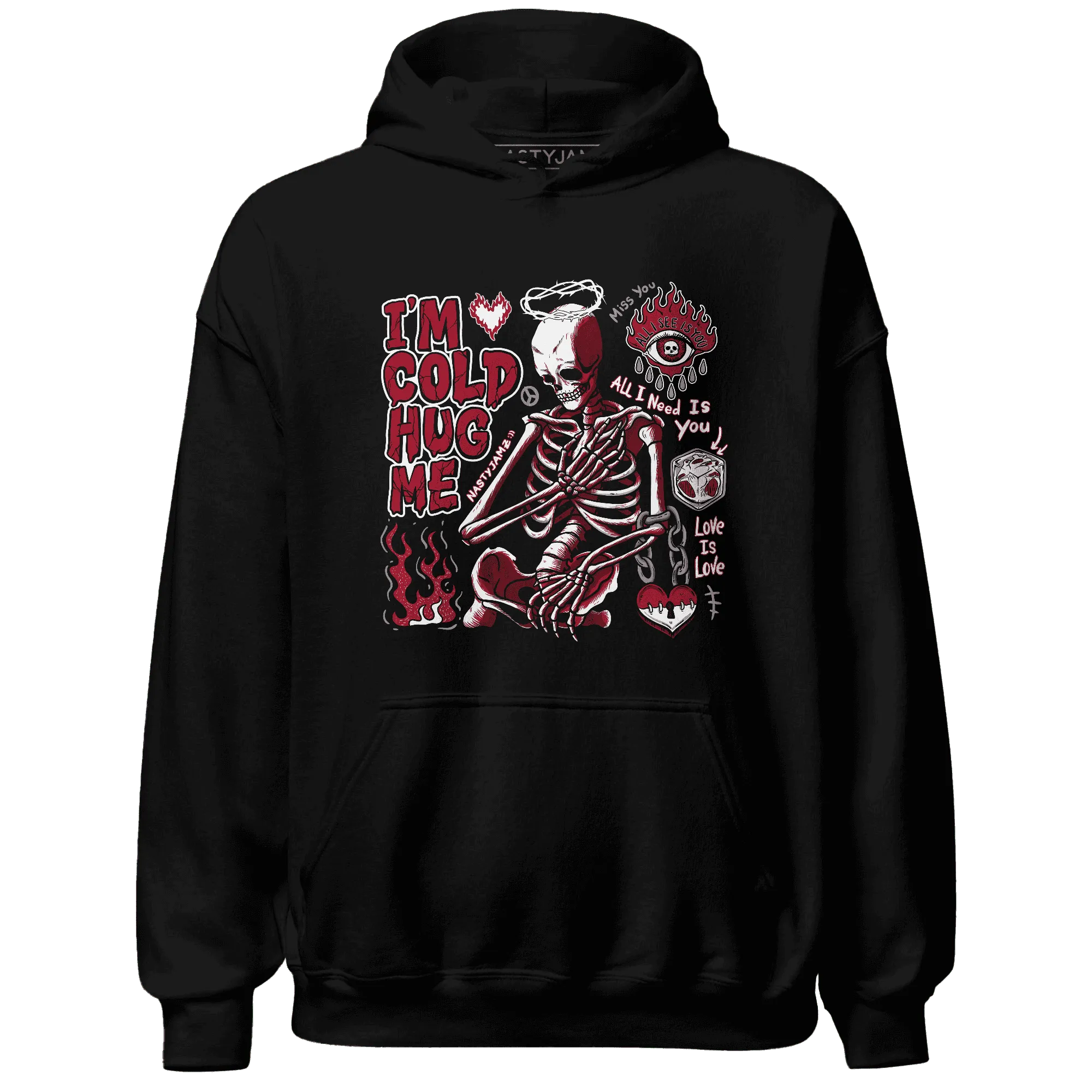 Retro-Red-Taxi-12s-NastyJamz-Hoodie-Match-Im-Cold-Hug-Me