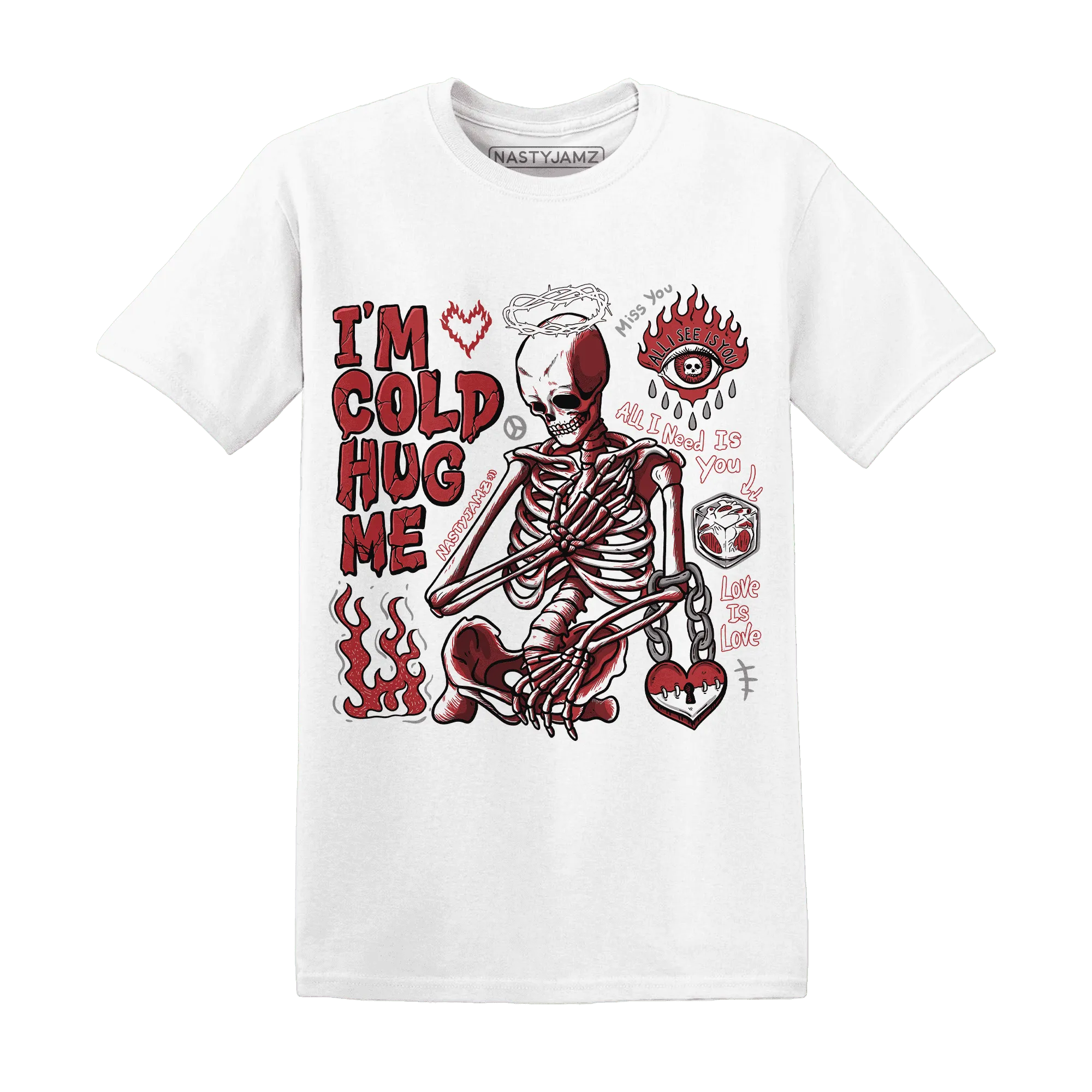 Black-Toe-Reimagined-Red-White-1s-T-Shirt-Match-Im-Cold-Hug-Me