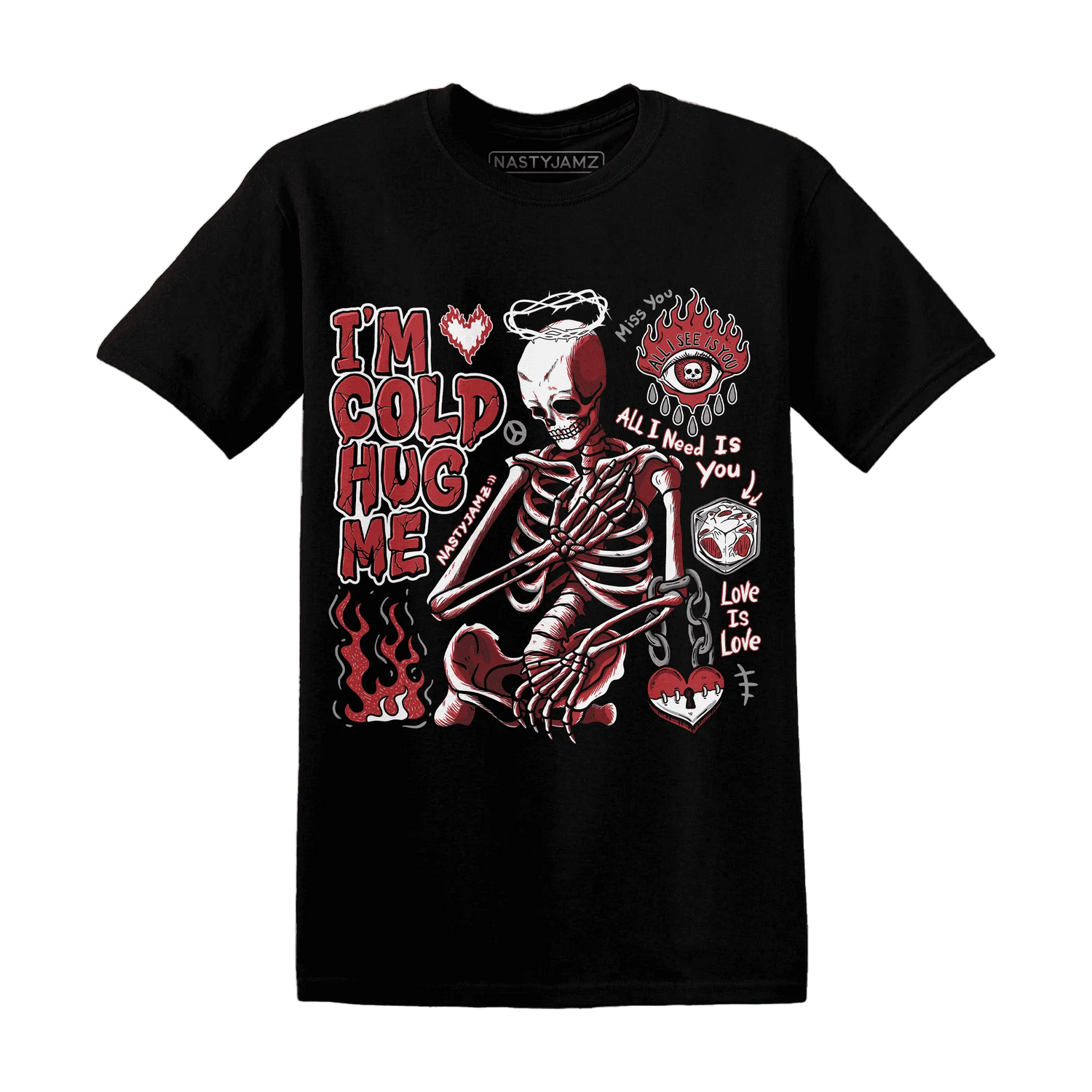 Black-Toe-Reimagined-Red-White-1s-T-Shirt-Match-Im-Cold-Hug-Me
