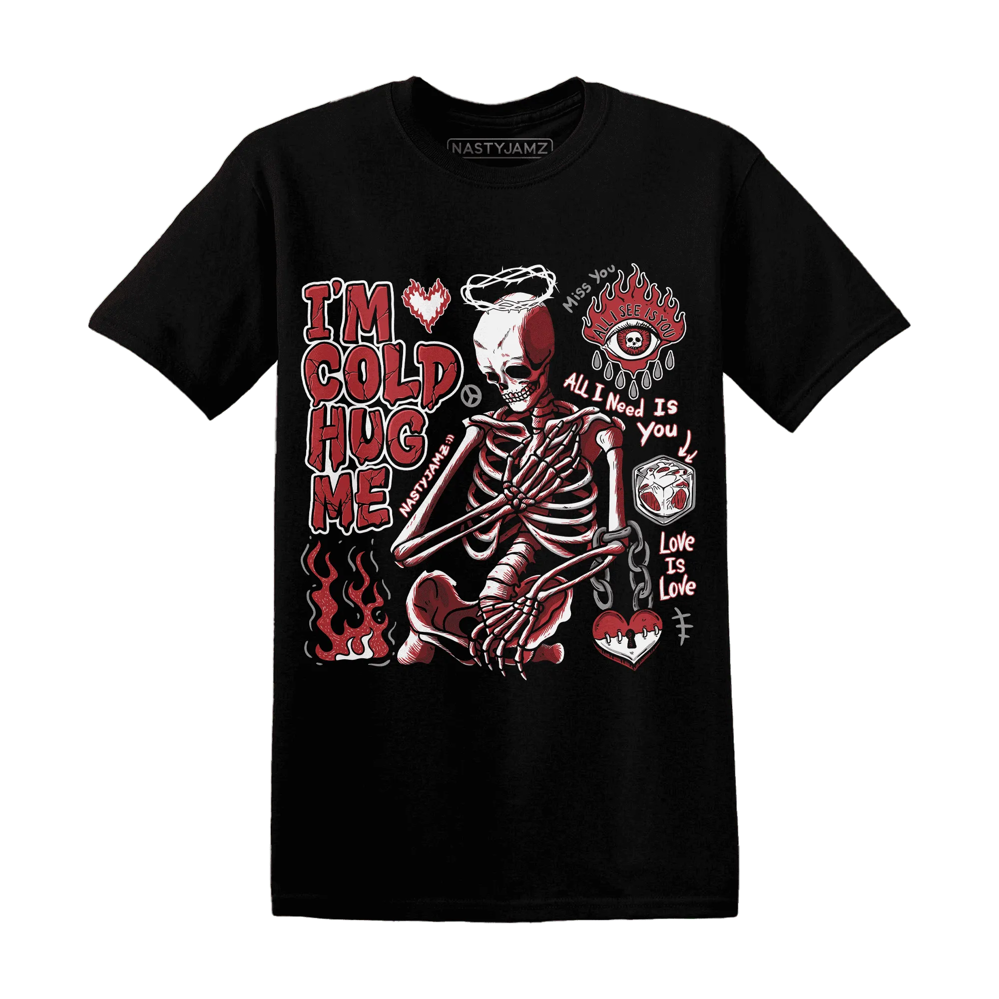 Black-Toe-Reimagined-Red-White-1s-T-Shirt-Match-Im-Cold-Hug-Me