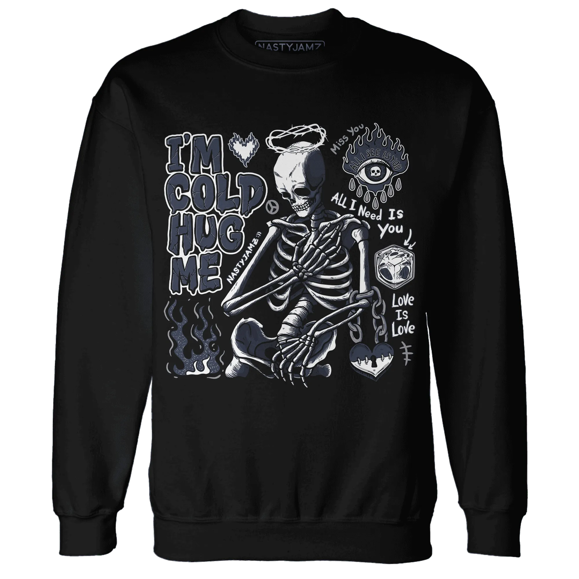 White-Navy-6s-NastyJamz-Sweatshirt-Match-Im-Cold-Hug-Me