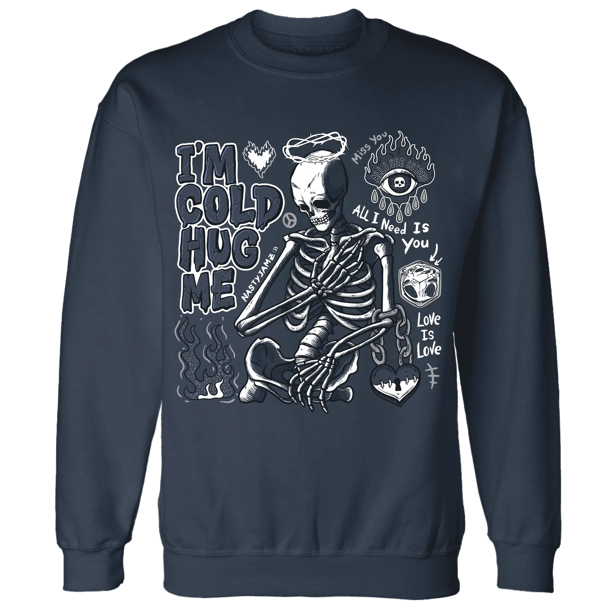 White-Navy-6s-NastyJamz-Sweatshirt-Match-Im-Cold-Hug-Me