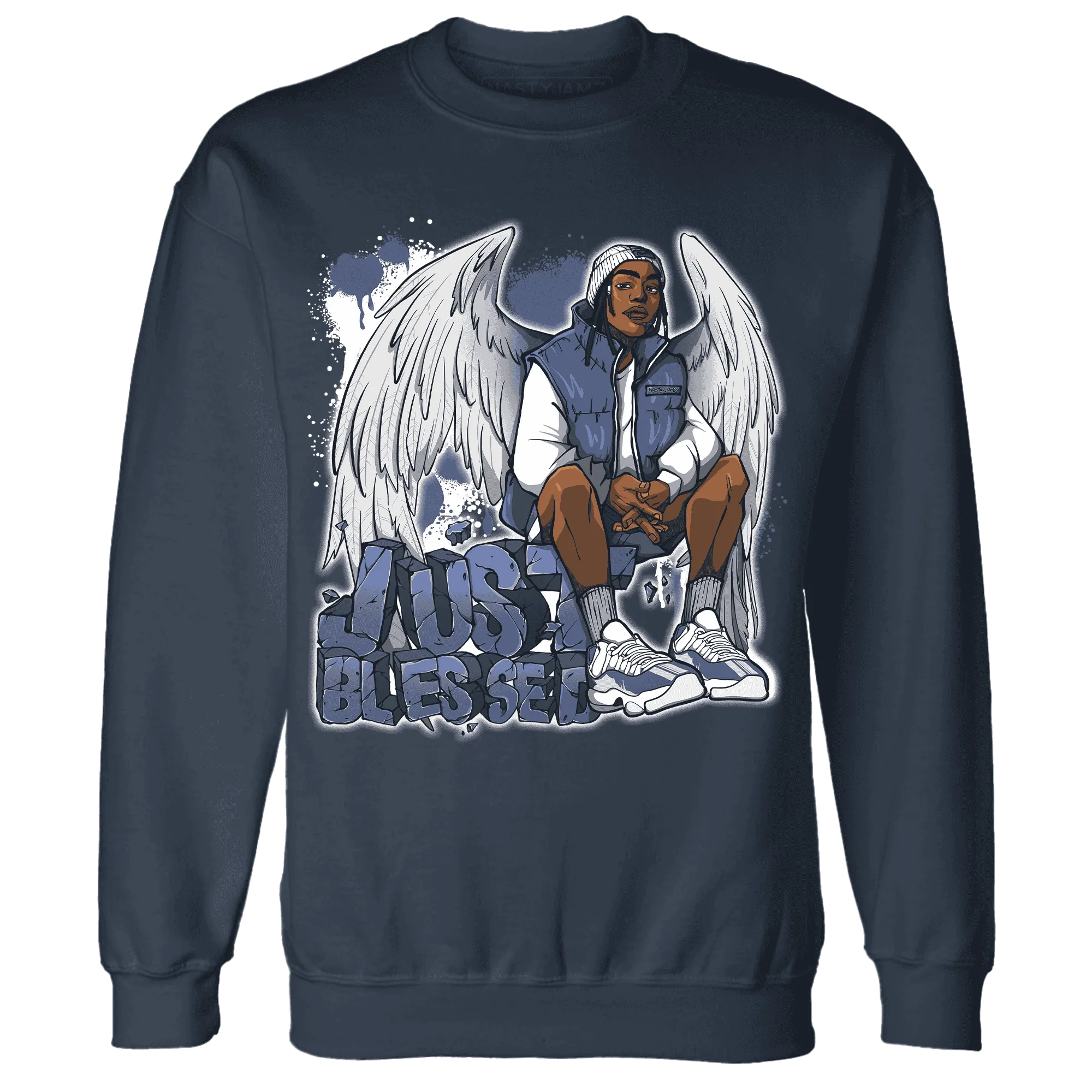 Low-Diffused-Blue-11s-Sweatshirt-Match-Just-Blessed