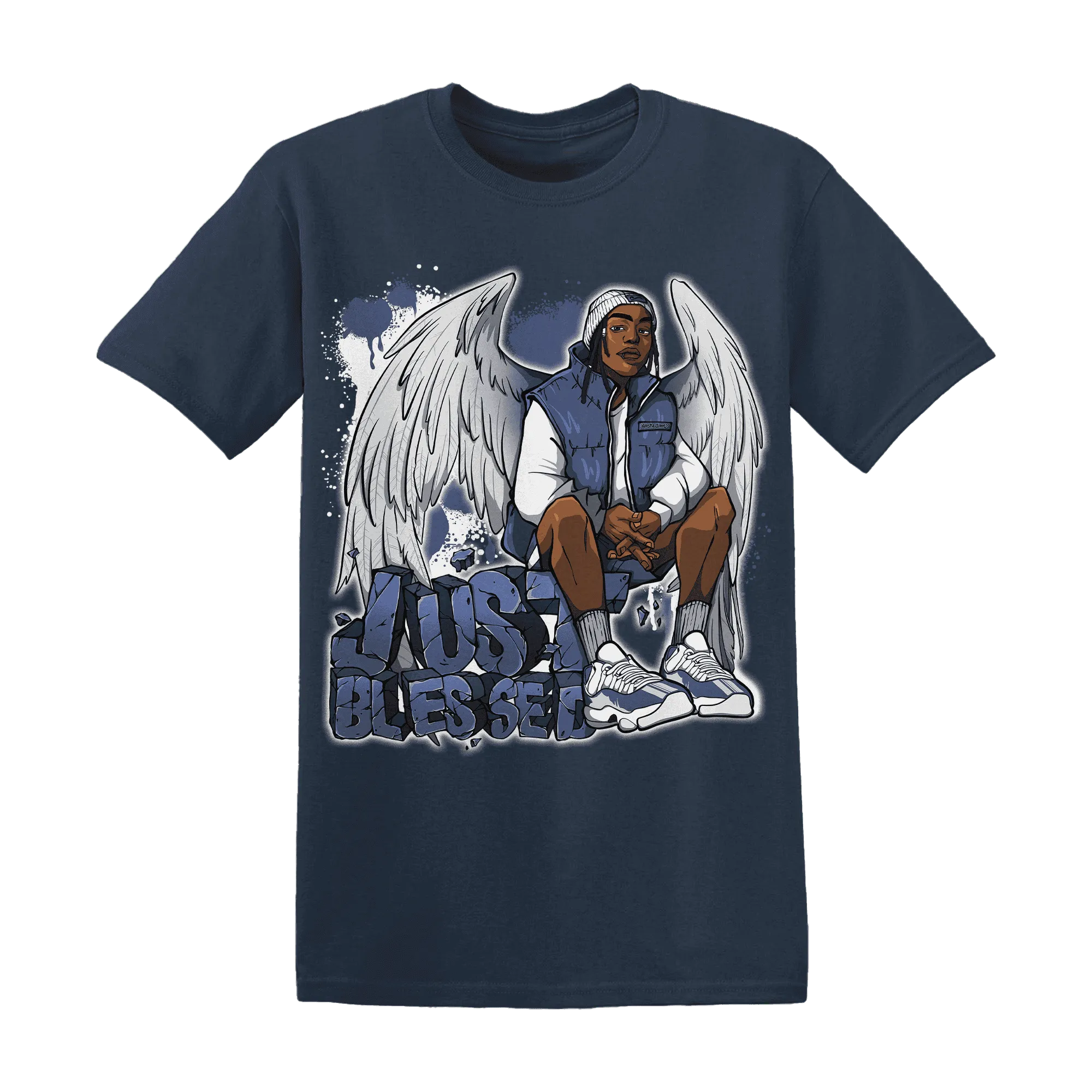 Low-Diffused-Blue-11s-T-Shirt-Match-Just-Blessed