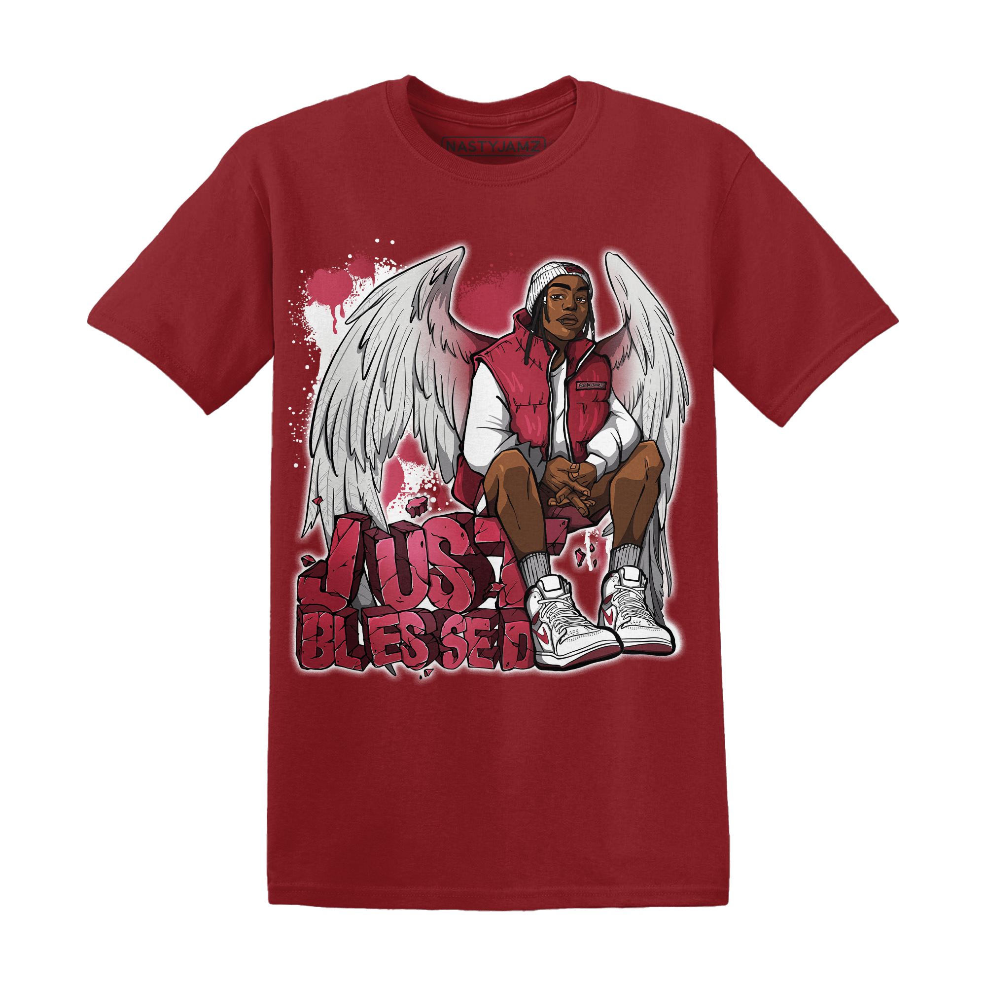 High 85 Metallic Burgundy 1s T Shirt Match Just Blessed - NastyJamz