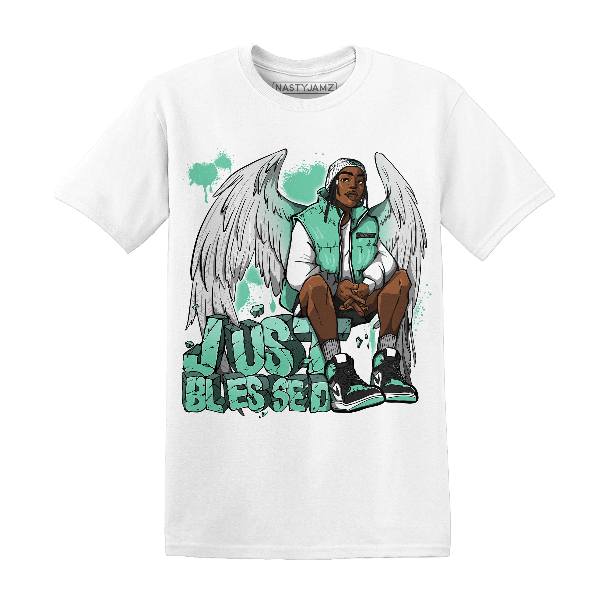 High OG Green Glow 1s T Shirt Match Just Blessed - NastyJamz