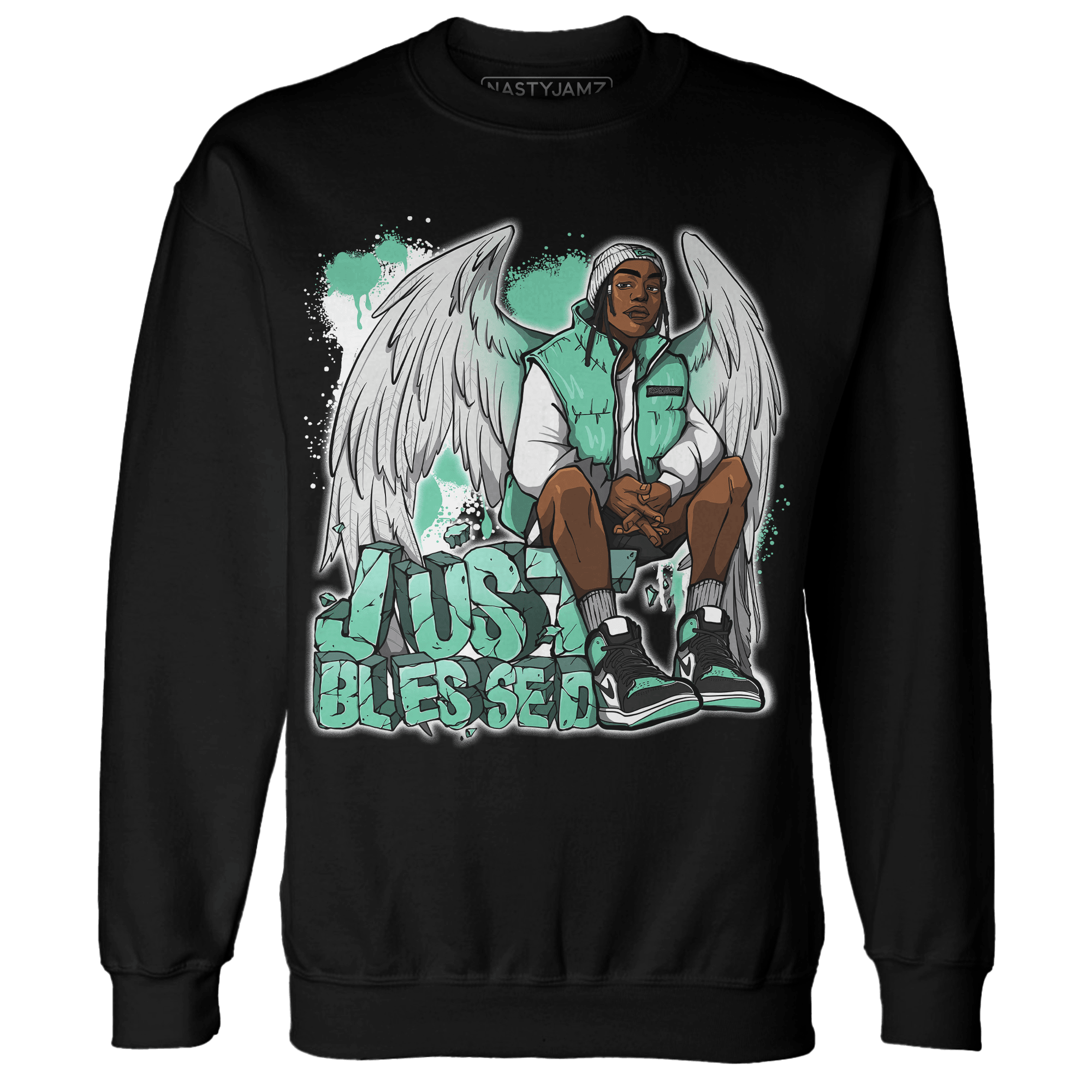 High OG Green Glow 1s Sweatshirt Match Just Blessed - NastyJamz