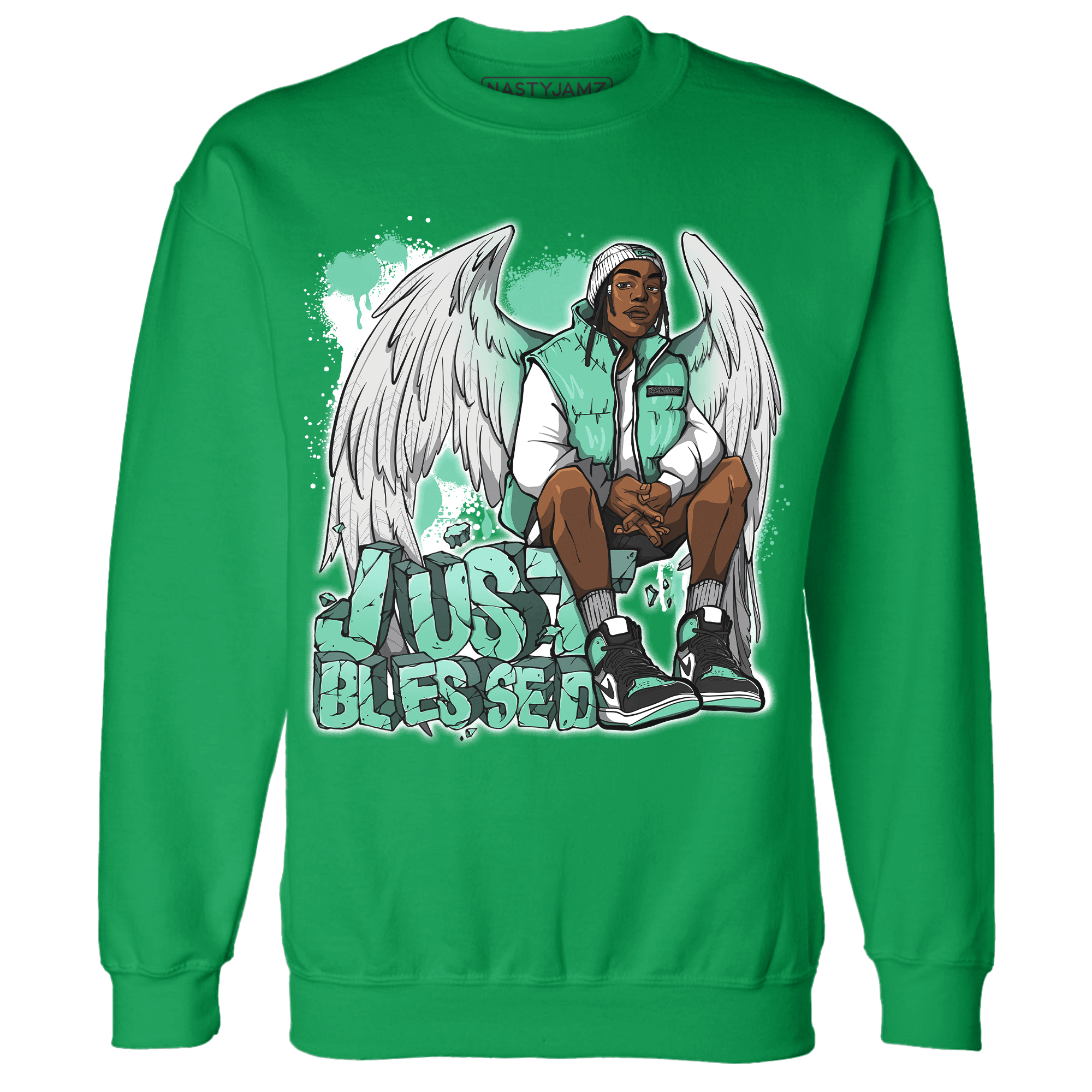 High OG Green Glow 1s Sweatshirt Match Just Blessed - NastyJamz