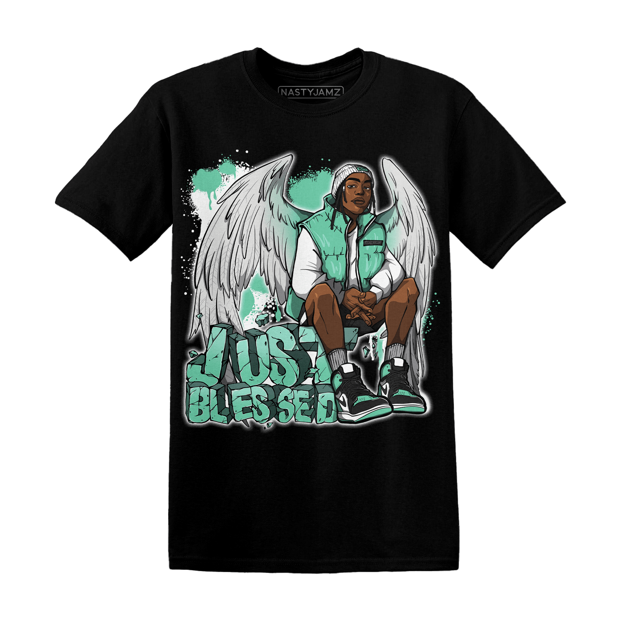 High OG Green Glow 1s T Shirt Match Just Blessed - NastyJamz