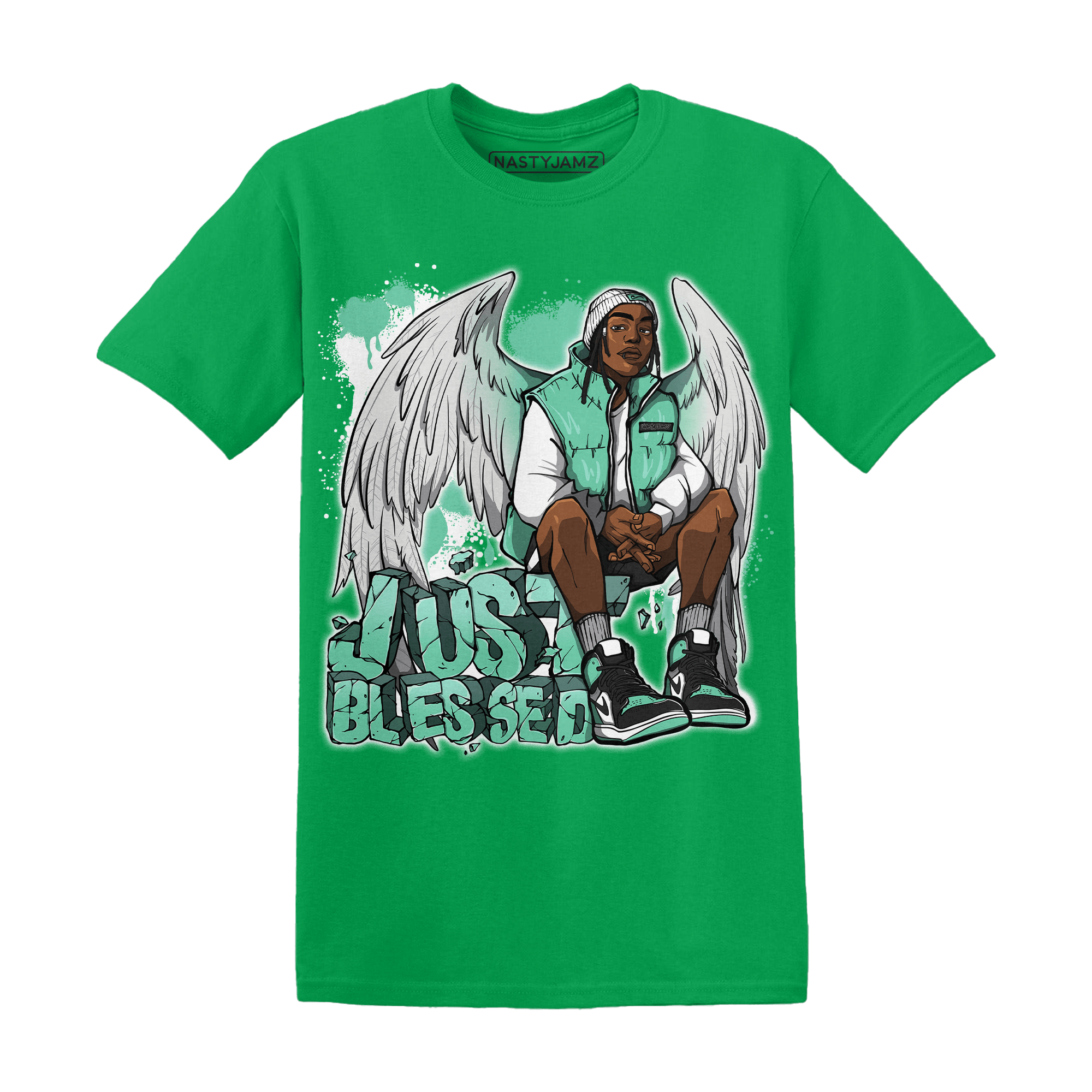 High OG Green Glow 1s T Shirt Match Just Blessed - NastyJamz