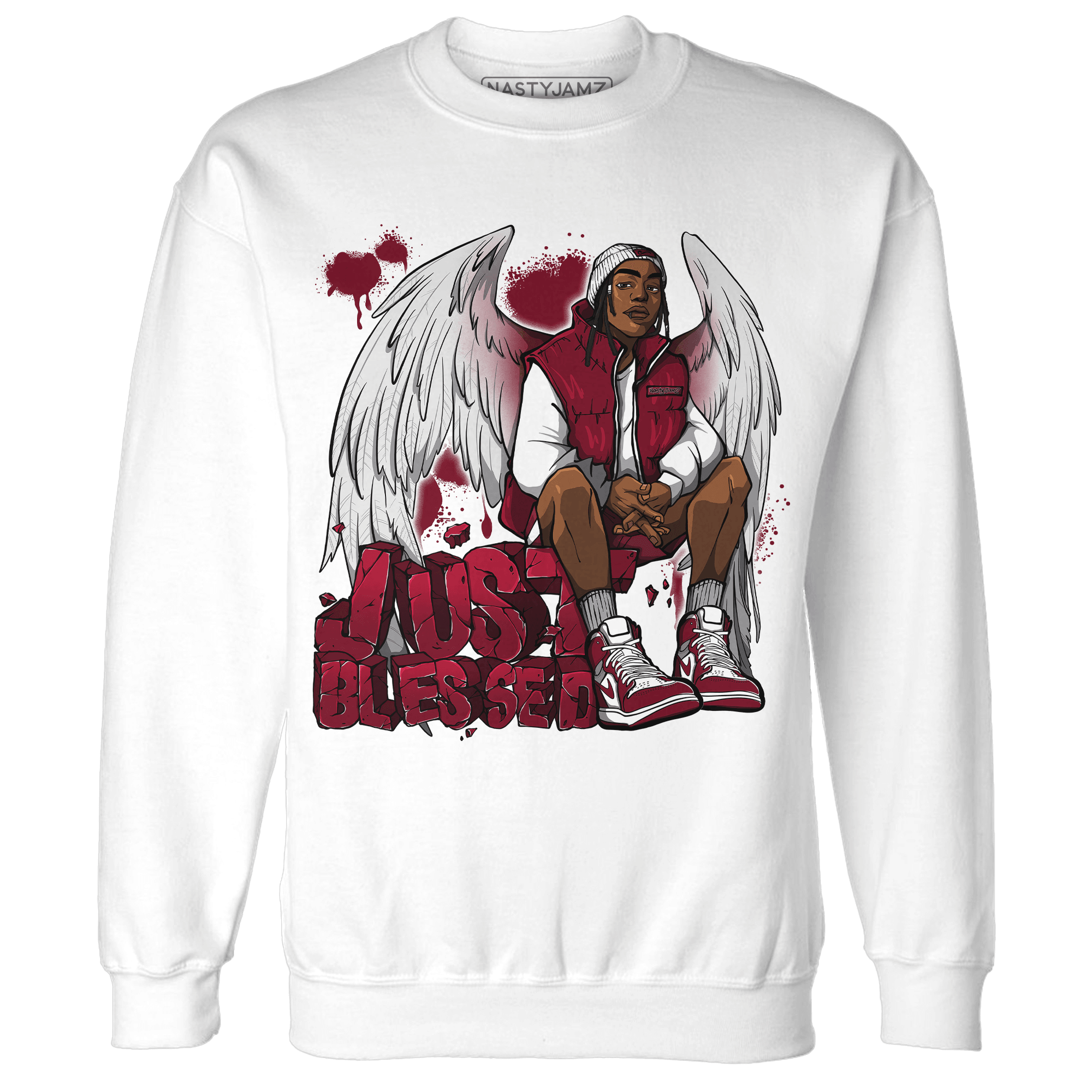 High White Team Red 1s Sweatshirt Match Just Blessed - NastyJamz