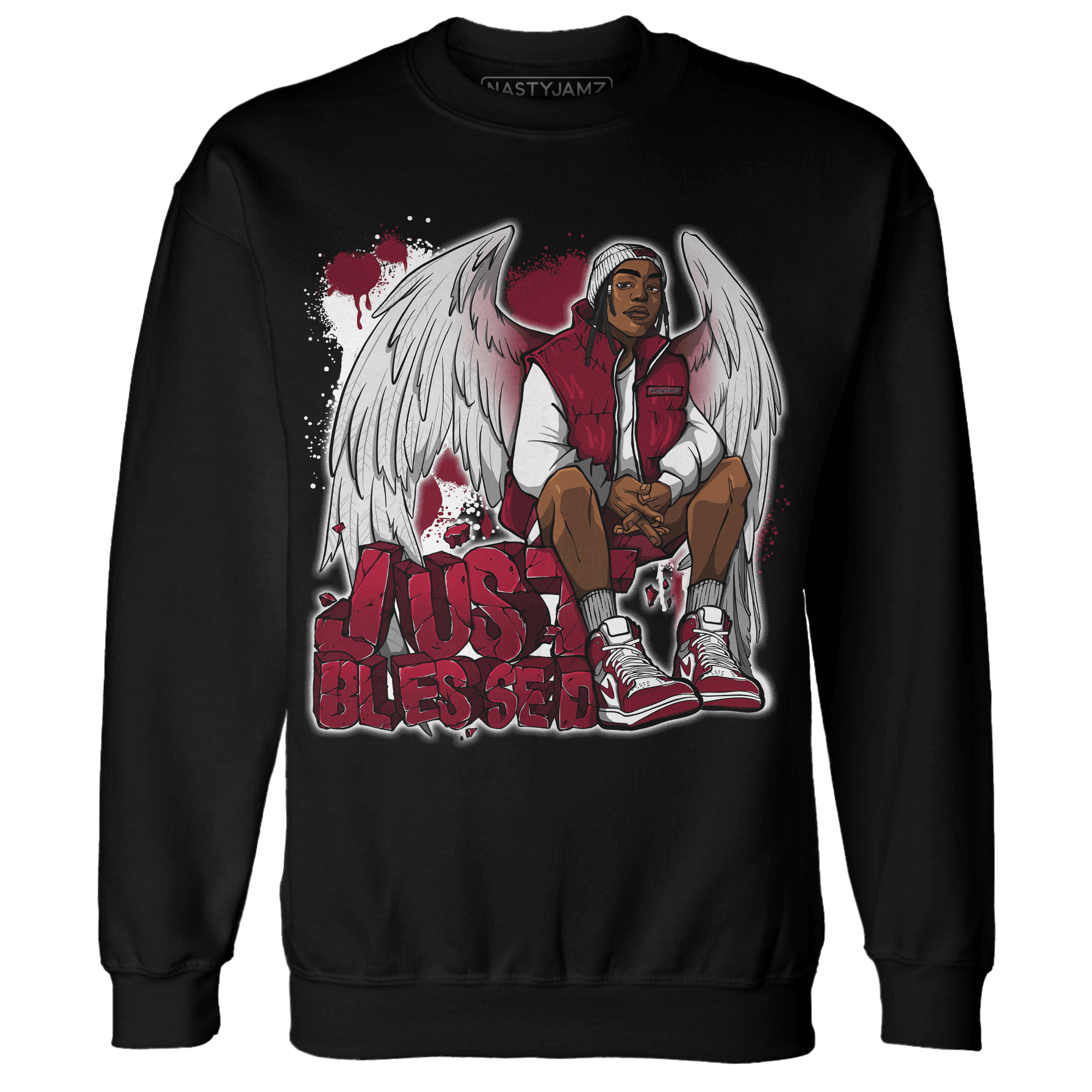 High White Team Red 1s Sweatshirt Match Just Blessed - NastyJamz