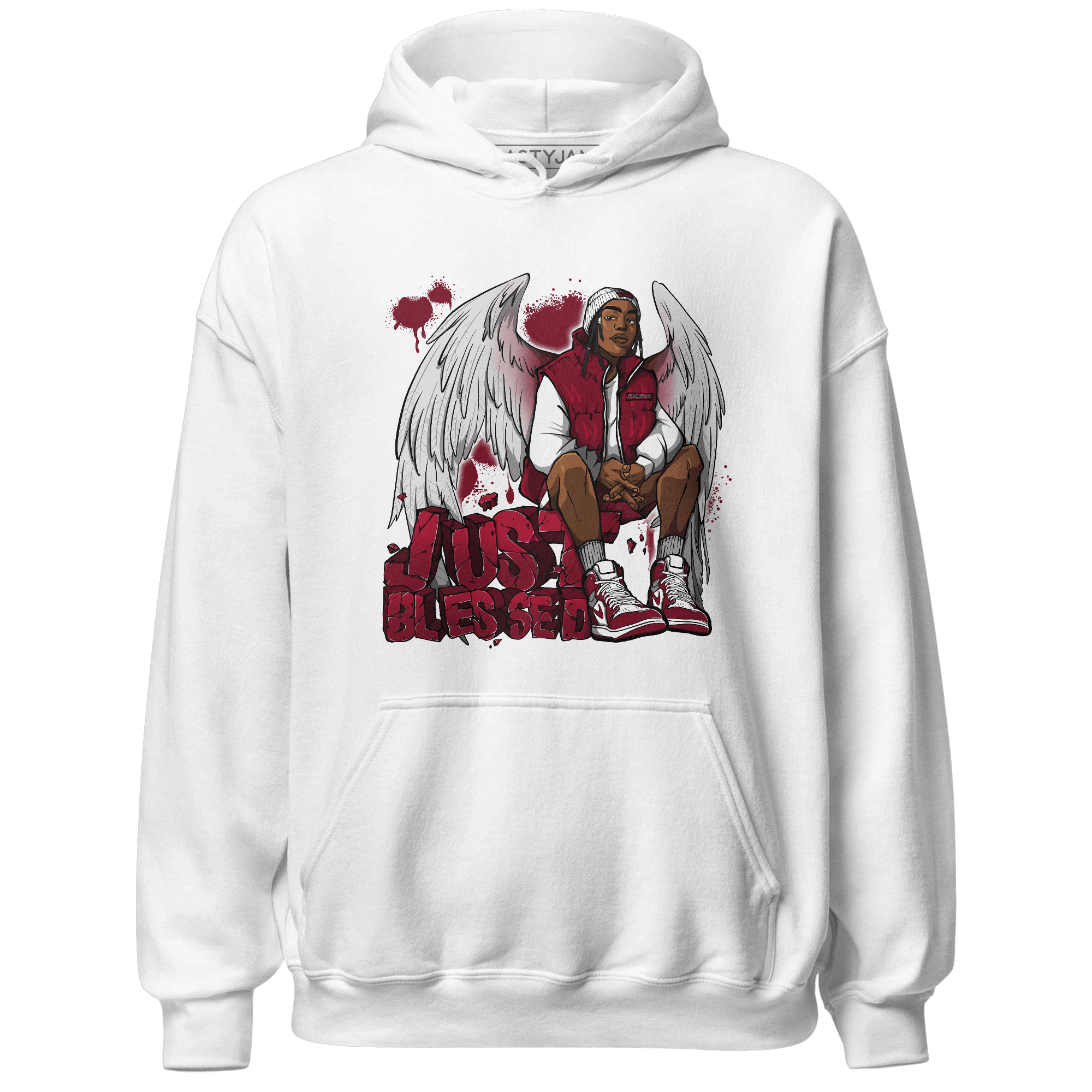 High White Team Red 1s Hoodie Match Just Blessed - NastyJamz