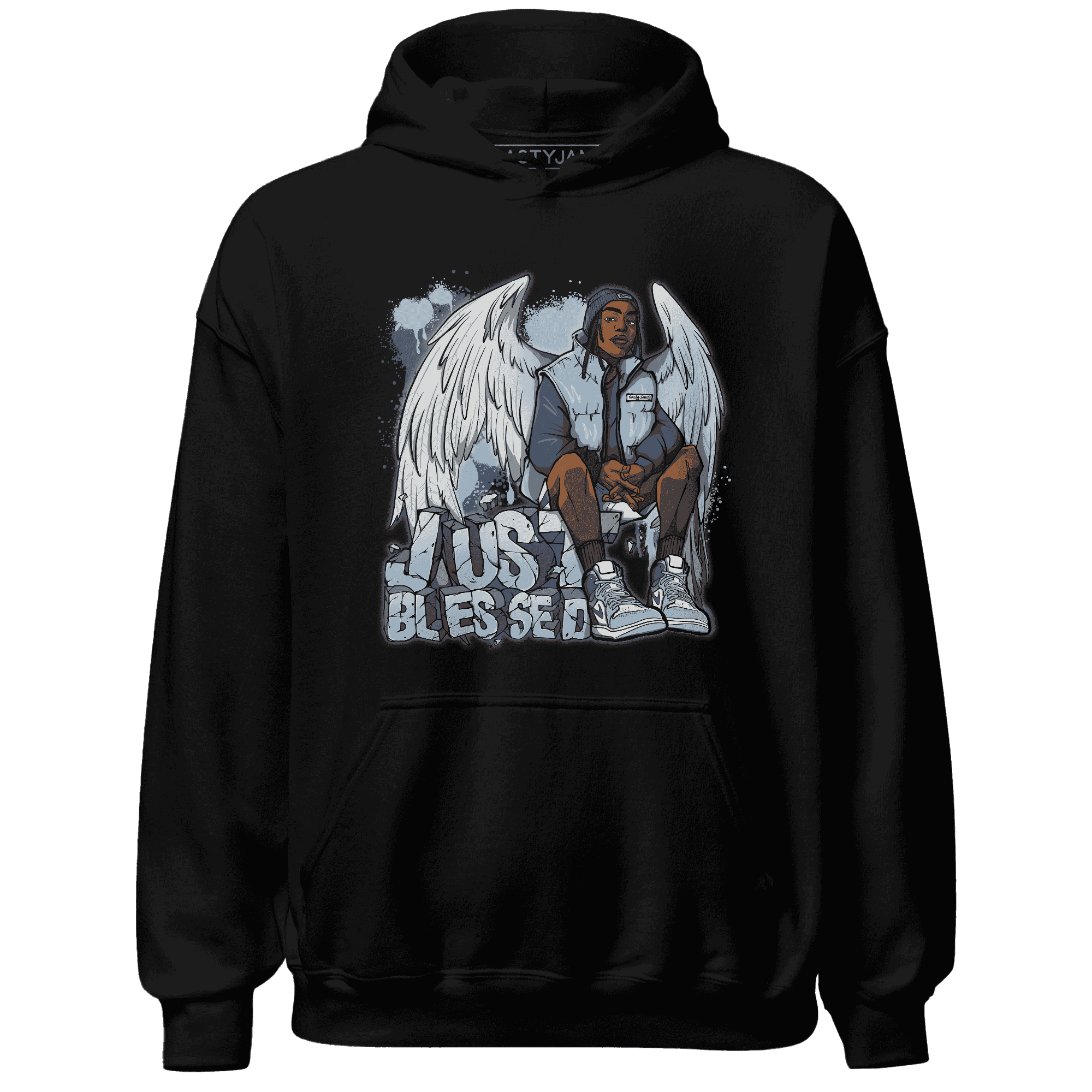 Mid Diffused Blue Grey 1s Hoodie Match Just Blessed - NastyJamz