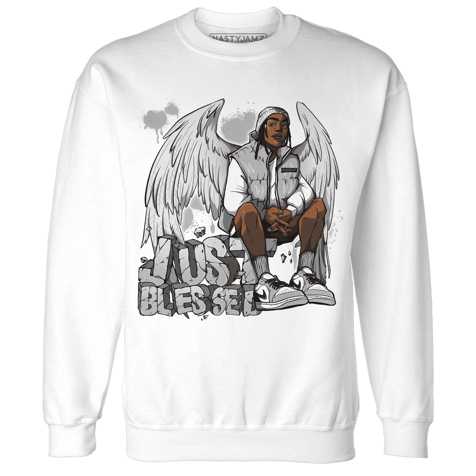 Wolf-Grey-1s-Sweatshirt-Match-Just-Blessed