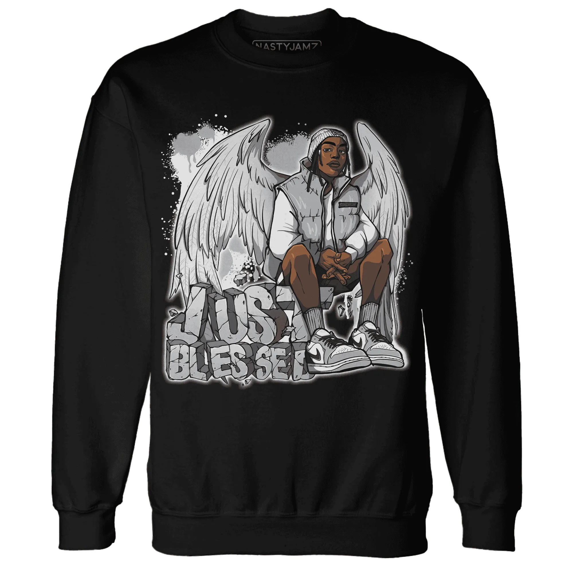 Wolf-Grey-1s-Sweatshirt-Match-Just-Blessed
