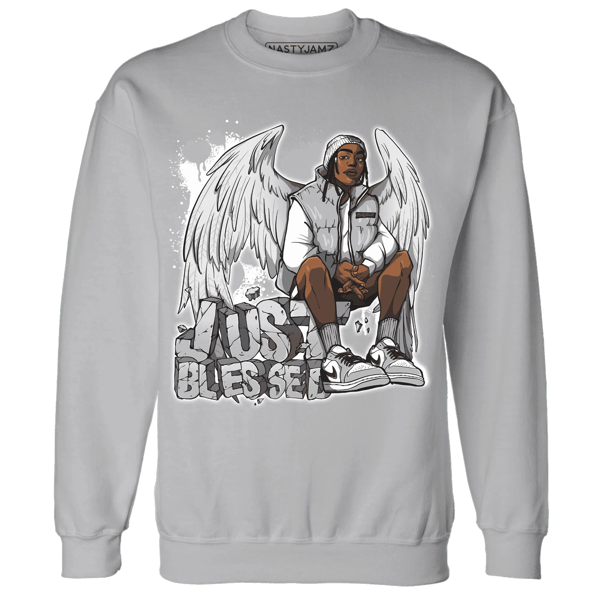 Wolf-Grey-1s-Sweatshirt-Match-Just-Blessed