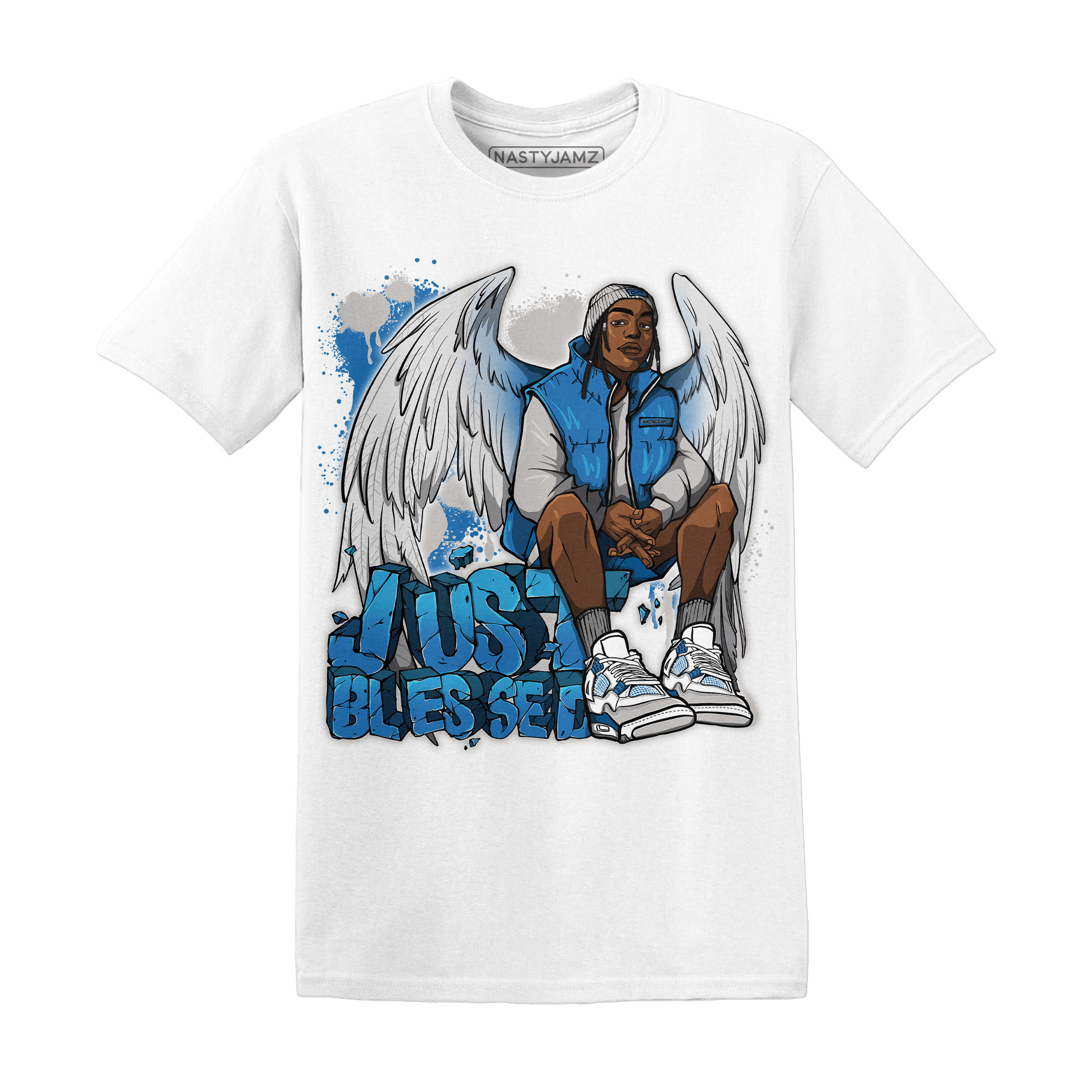 Industrial Blue 4s T Shirt Match Just Blessed - NastyJamz