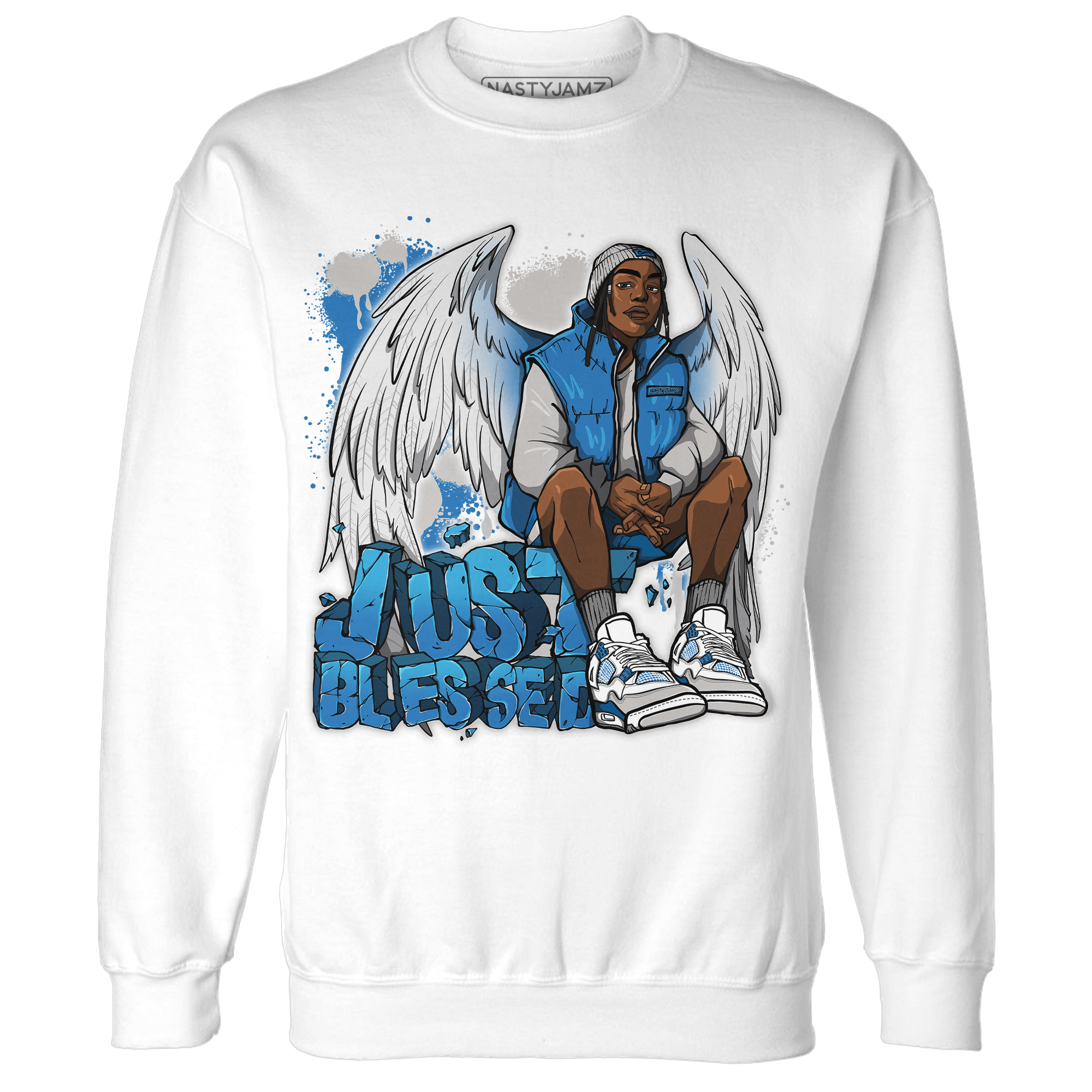 Industrial Blue 4s Sweatshirt Match Just Blessed - NastyJamz
