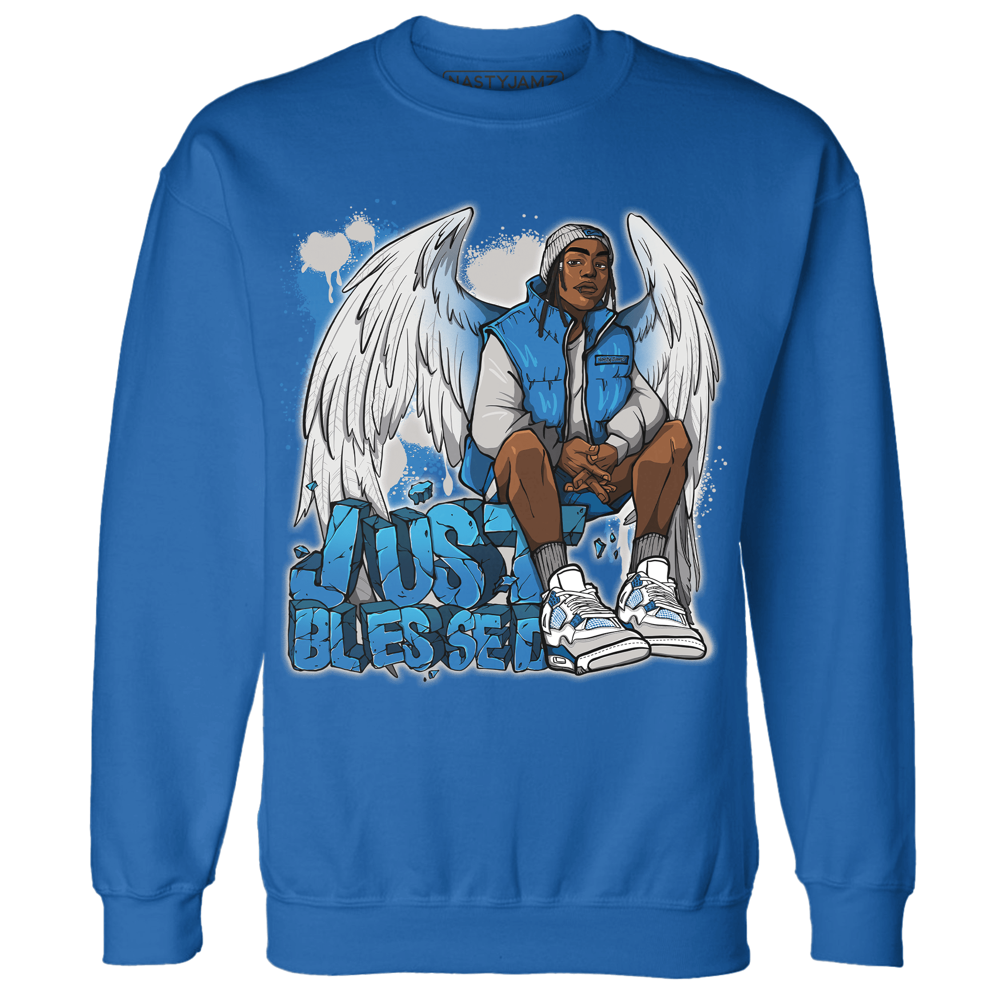 Industrial Blue 4s Sweatshirt Match Just Blessed - NastyJamz