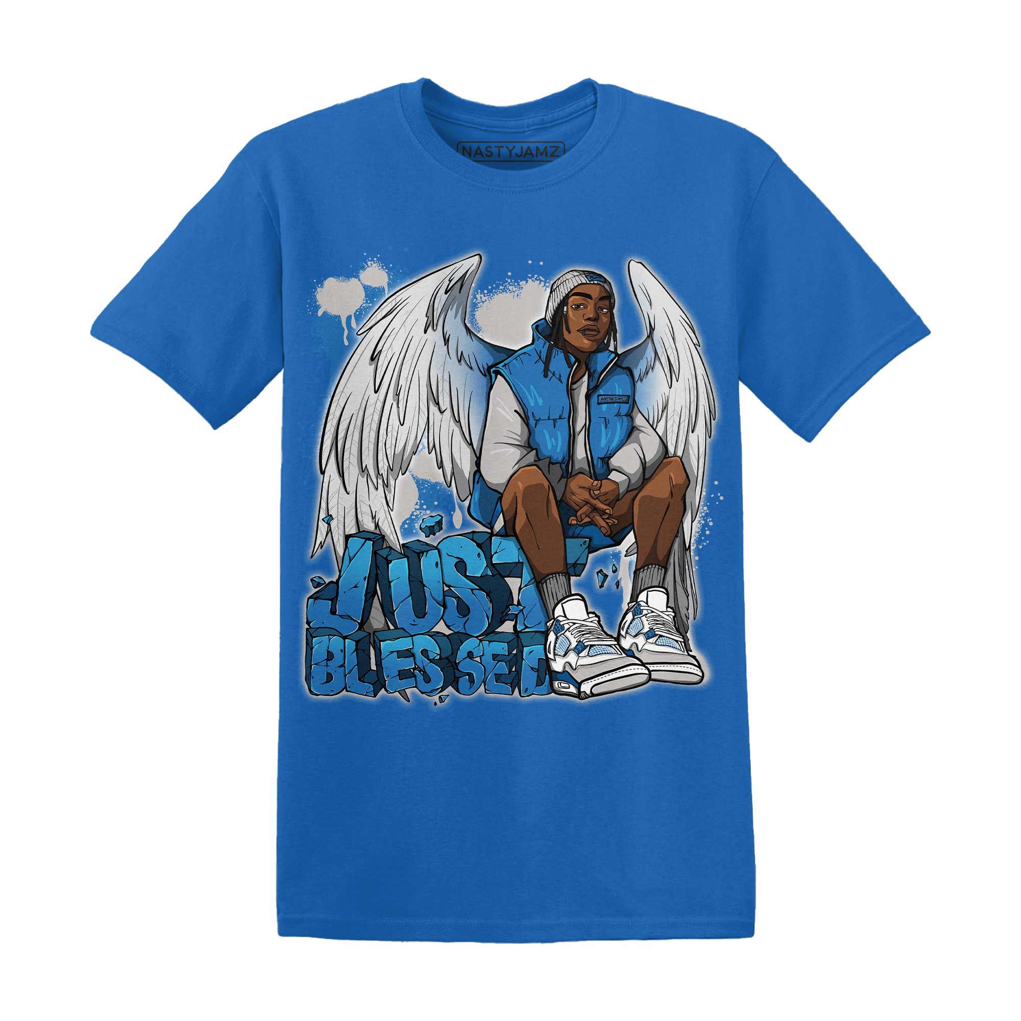 Industrial Blue 4s T Shirt Match Just Blessed - NastyJamz
